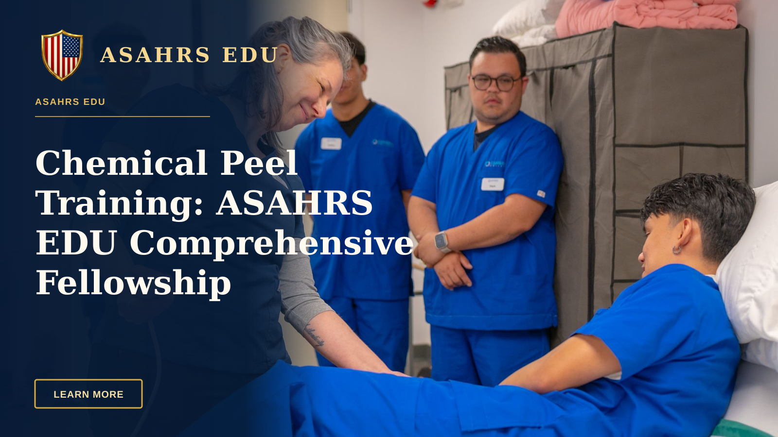 Chemical Peel Training: ASAHRS EDU Comprehensive Fellowship — Healthcare professionals in a training session using medical equipment indoors.