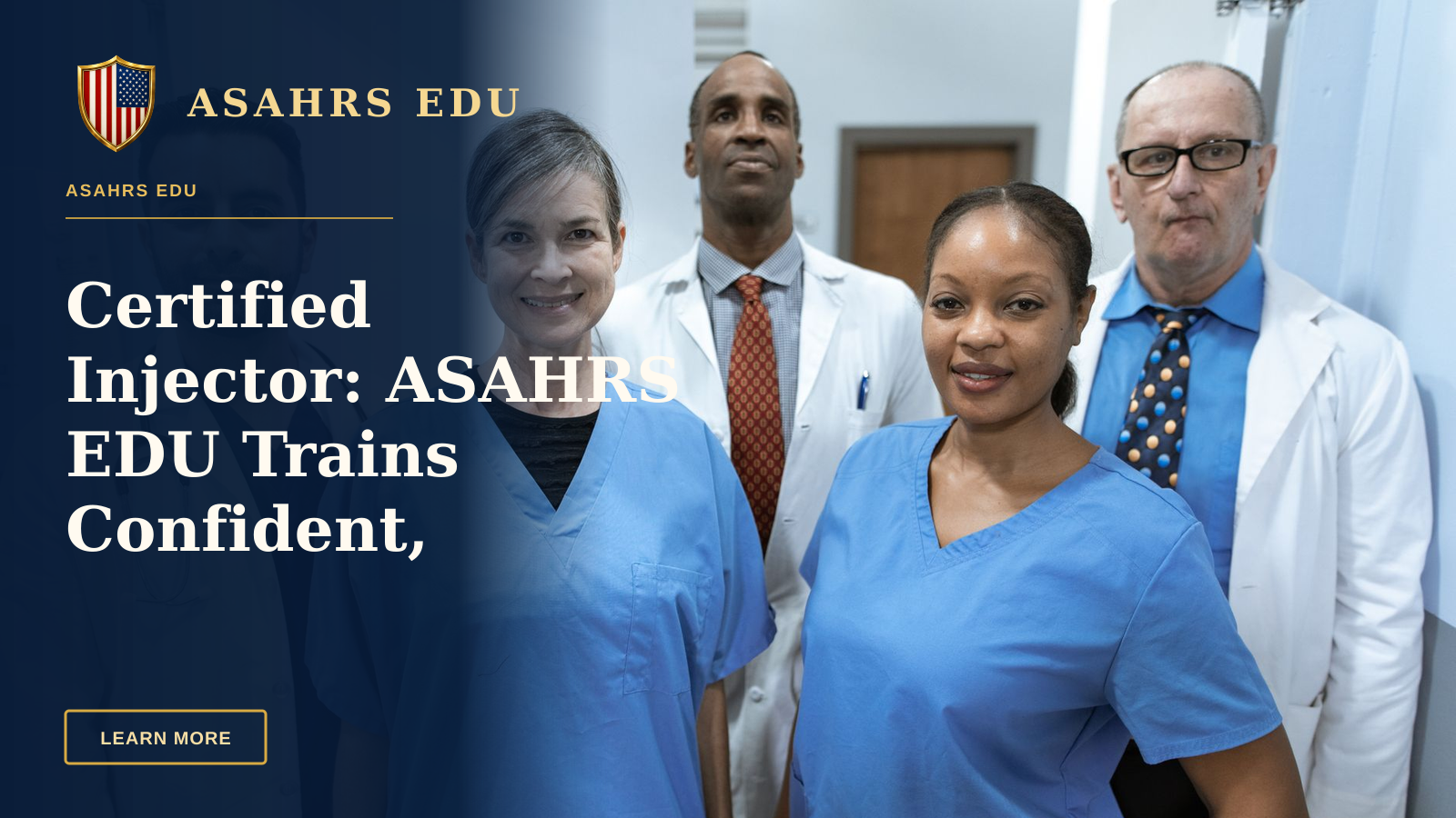 Certified Injector: ASAHRS EDU Trains Confident, Safety‑First Clinicians — Group of diverse healthcare professionals posing confidently indoors.
