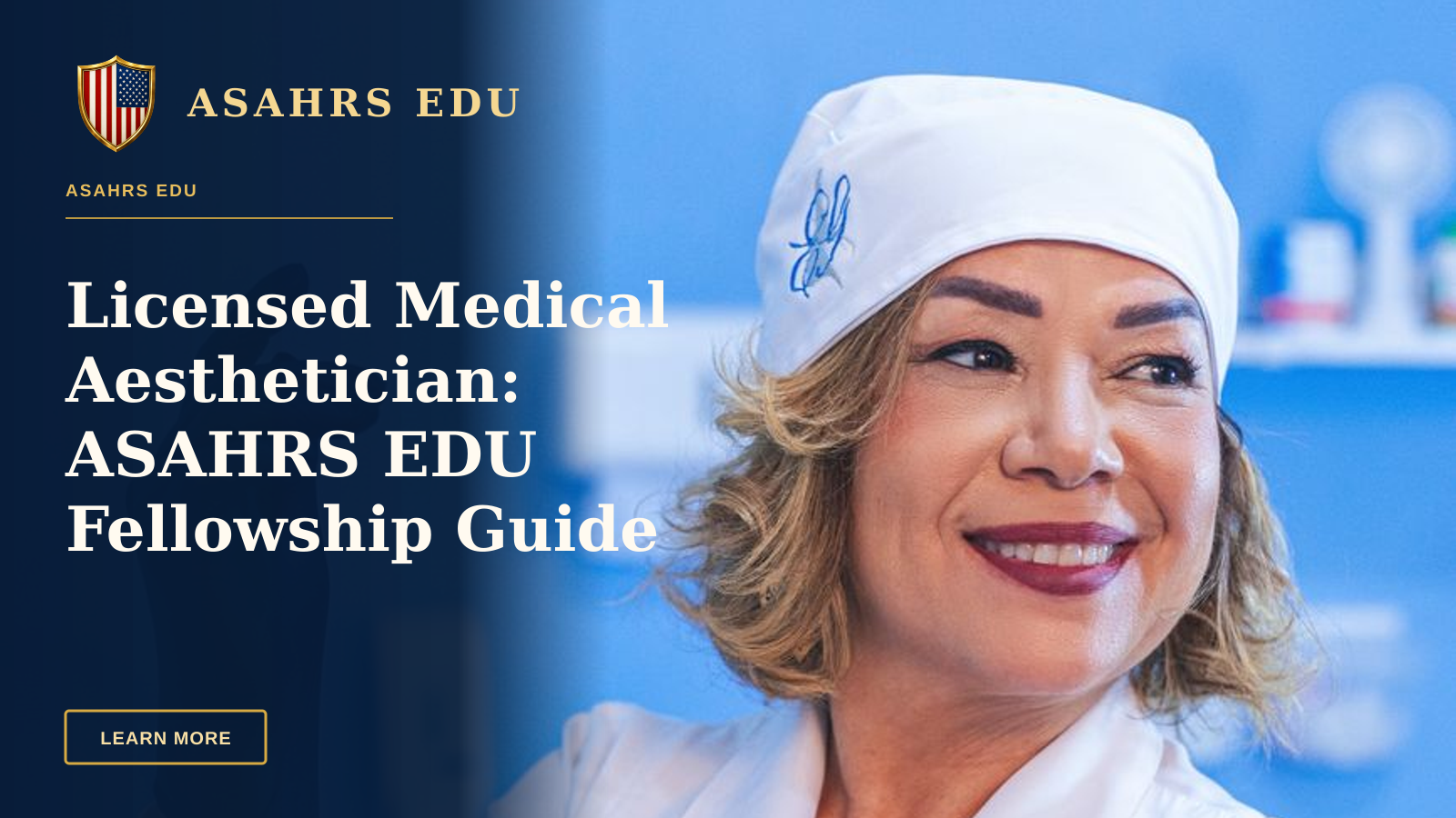 Licensed Medical Aesthetician: ASAHRS EDU Fellowship Guide — Female doctor wearing gloves in a medical clinic, ready for a procedure.