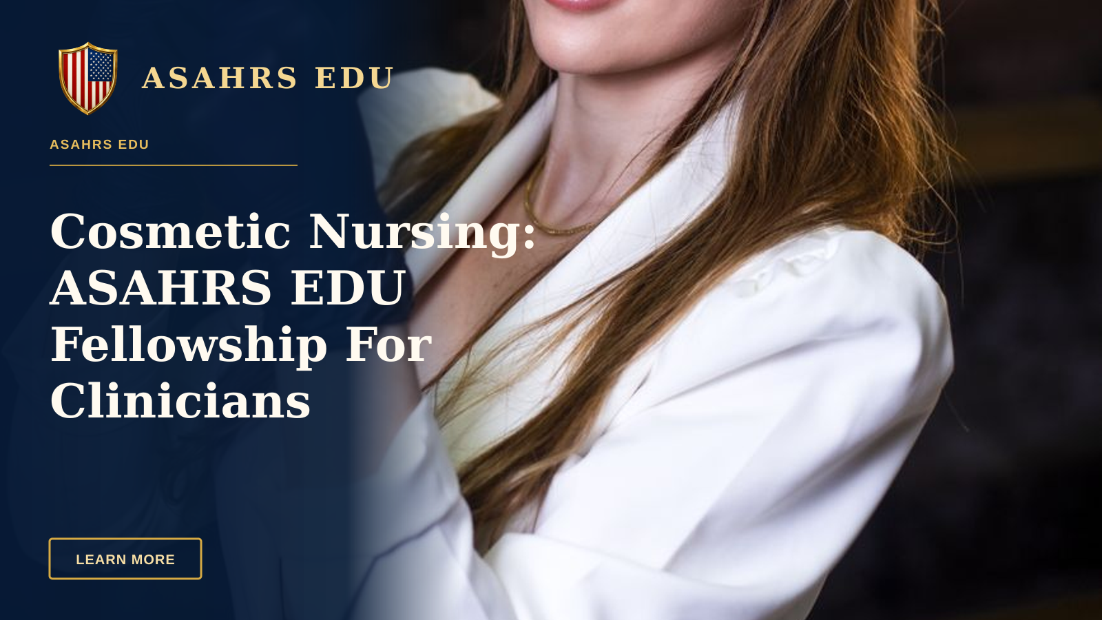 Cosmetic Nursing: ASAHRS EDU Fellowship For Clinicians — Female cosmetic expert holding a syringe, ready for procedure, evening setting.
