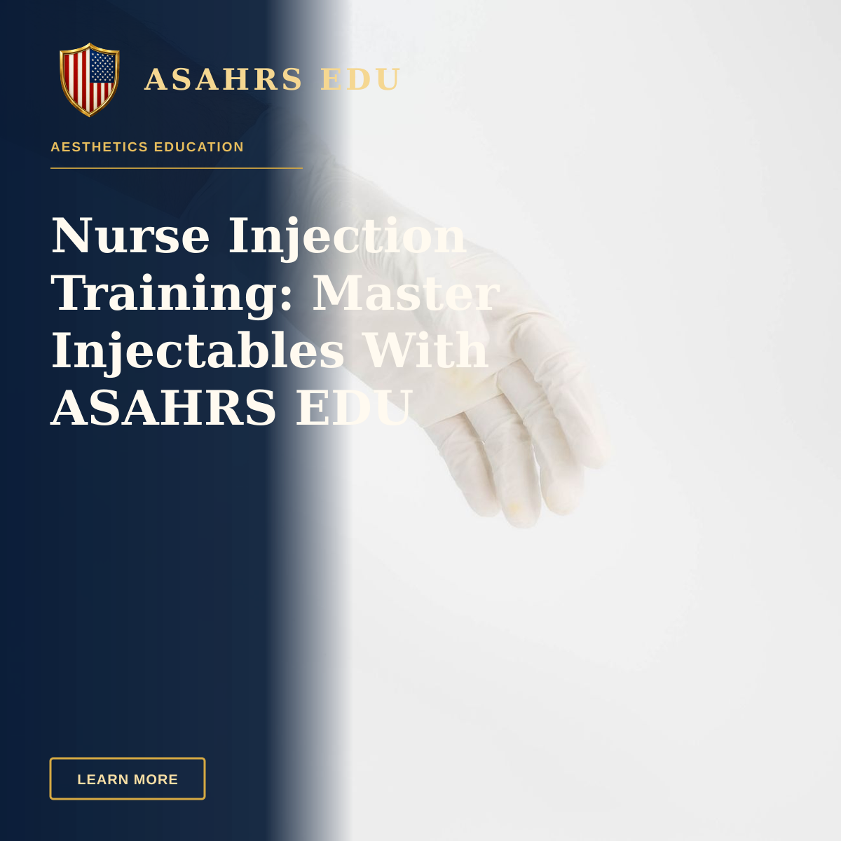 Nurse Injection Training: Master Injectables With ASAHRS EDU — Detailed image of a hand wearing a white latex glove on a clean white background.