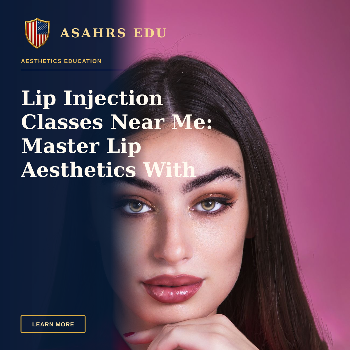 Lip Injection Classes Near Me: Master Lip Aesthetics With ASAHRS EDU — Close-up portrait of a young woman with makeup against a pink background, showcasing beauty and fashion.
