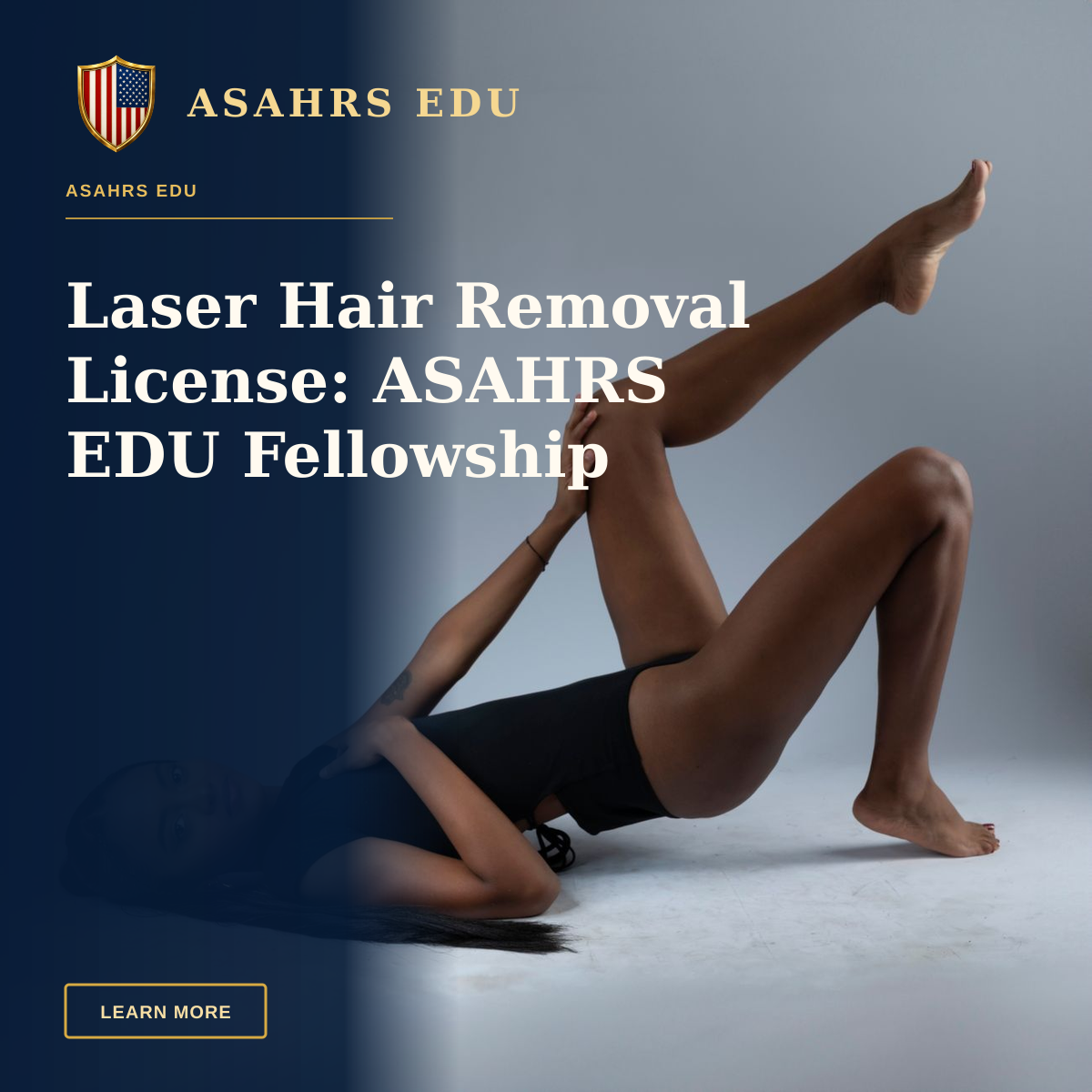 Laser Hair Removal License: ASAHRS EDU Fellowship — A young woman poses gracefully in a black bodysuit during a studio shoot, exuding fashion and elegance.