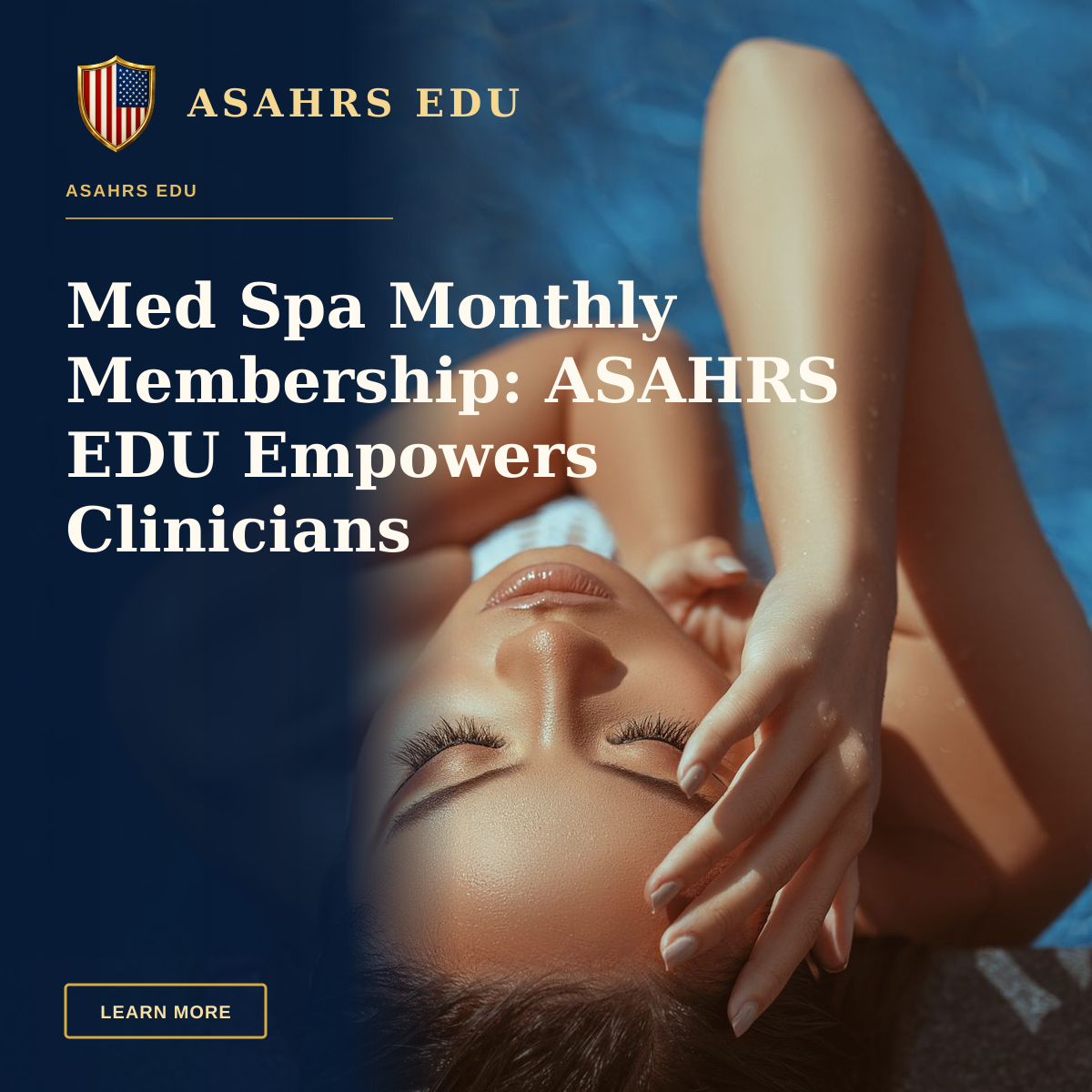 Med Spa Monthly Membership: ASAHRS EDU Empowers Clinicians — A woman gracefully posing beside a swimming pool, capturing serene elegance and beauty.