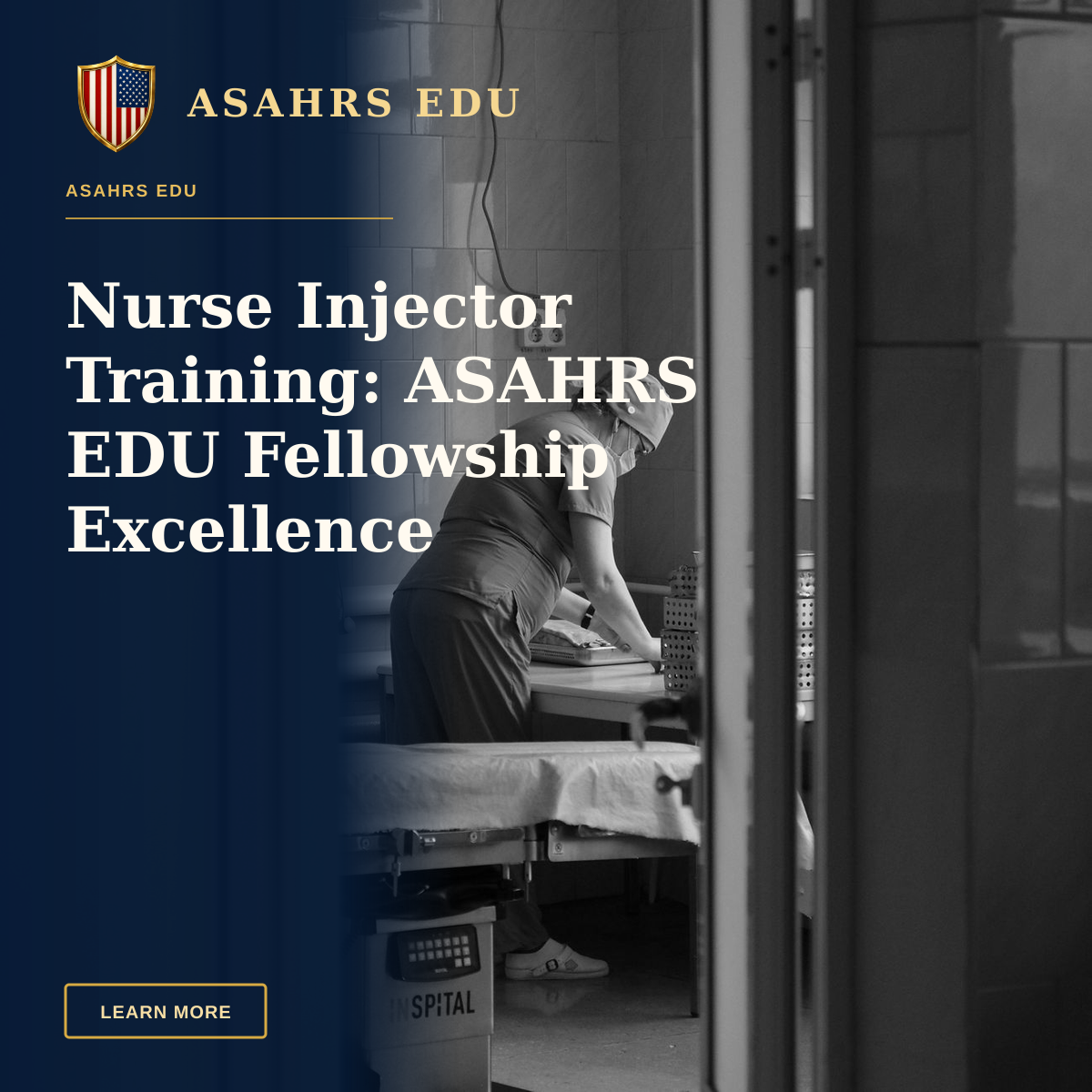 Nurse Injector Training: ASAHRS EDU Fellowship Excellence — Black and white photo of healthcare worker preparing in a hospital operating room in Moldova Nouă, Romania.