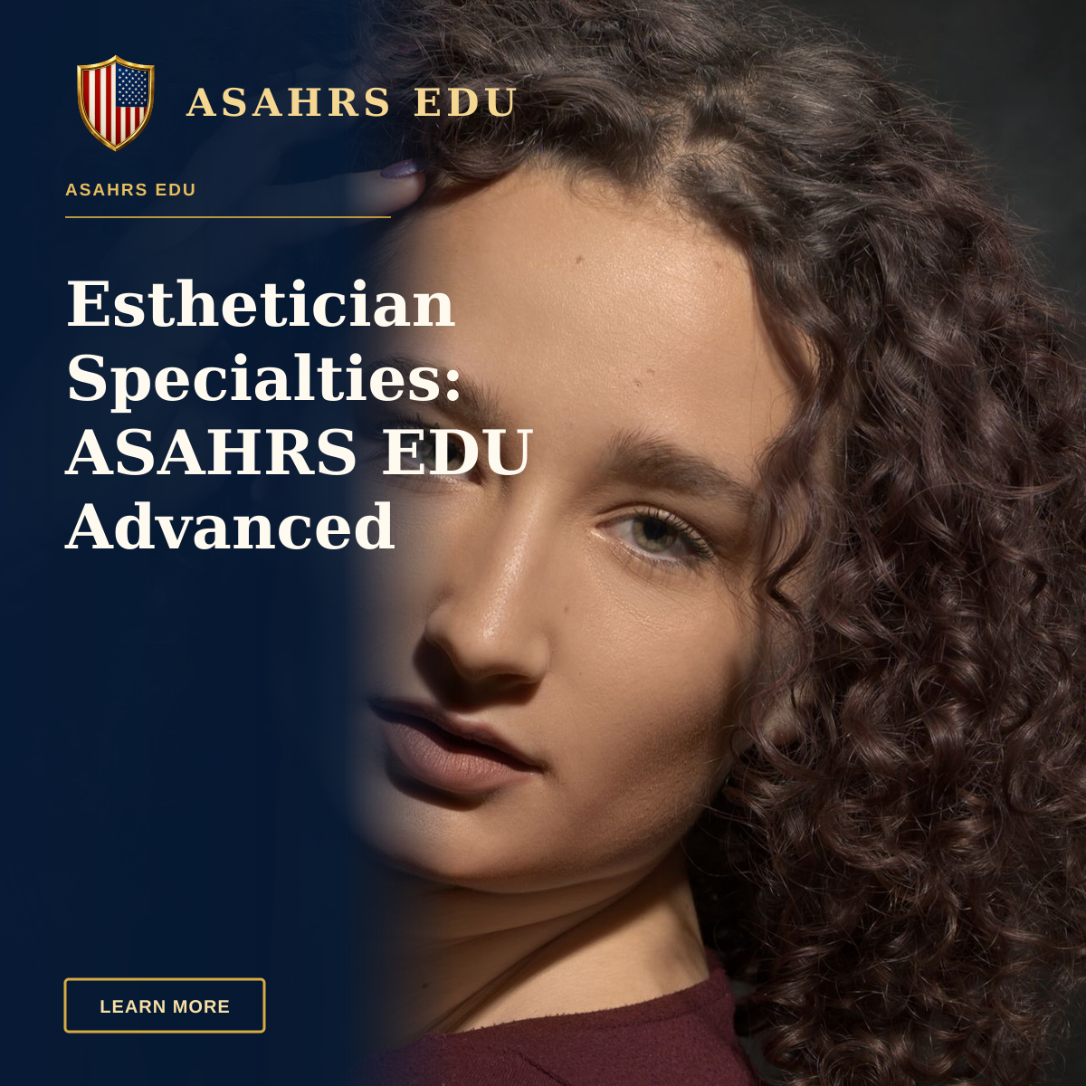 Esthetician Specialties: ASAHRS EDU Advanced Fellowship — A close-up portrait of a woman with curly hair in Lyon, France, showcasing natural beauty and expression.