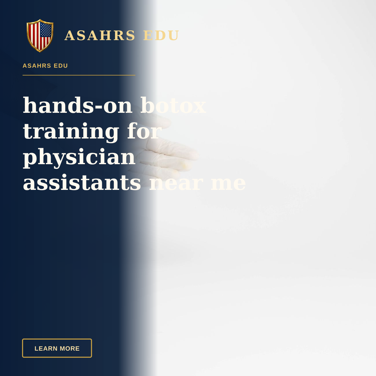 hands-on botox training for physician assistants near me — White-gloved hand extended with an offering gesture against a plain background.