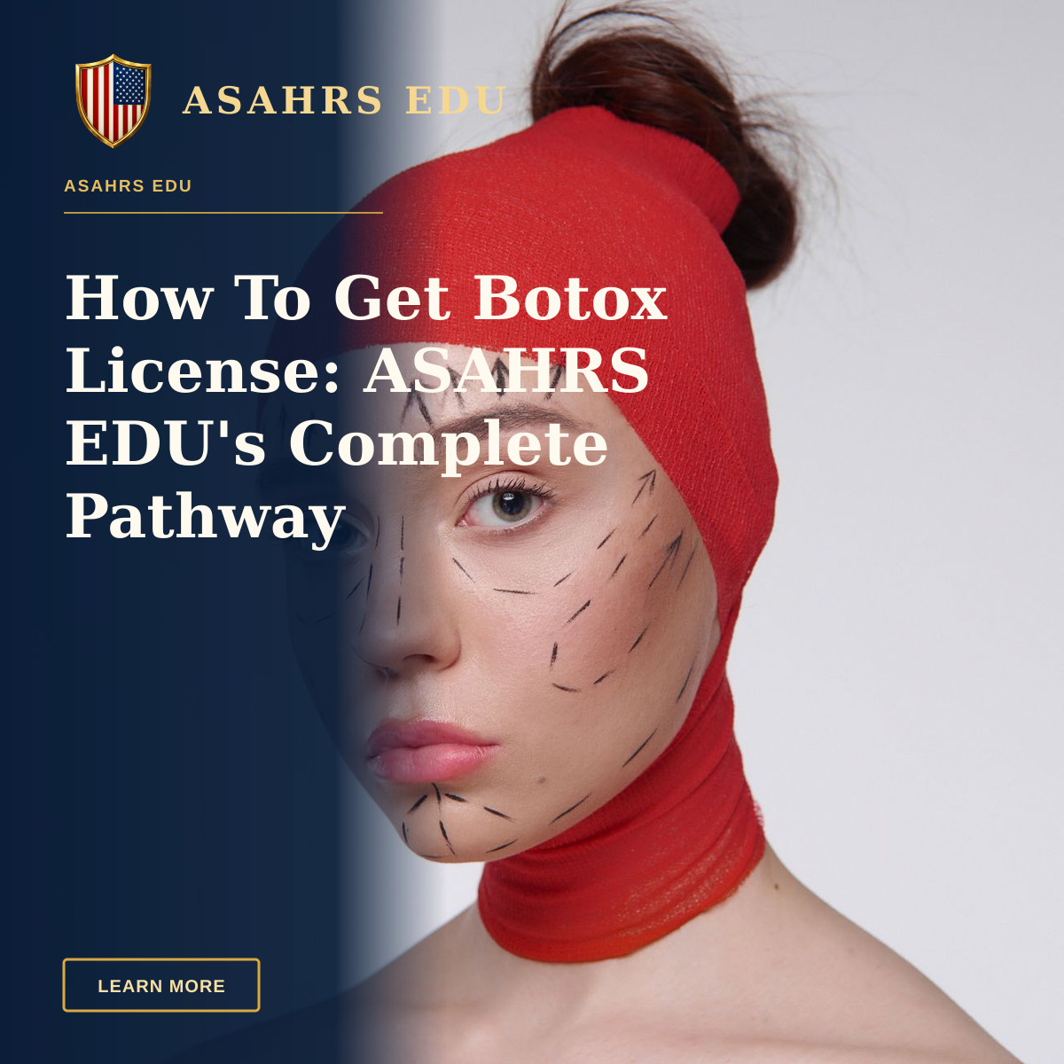 How To Get Botox License: ASAHRS EDU's Complete Pathway — Portrait of a woman with surgery marks wearing a red head cover, symbolizing cosmetic surgery plans.