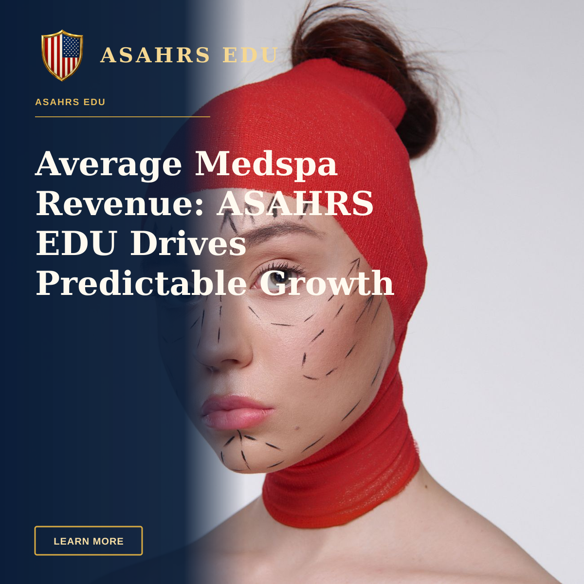Average Medspa Revenue: ASAHRS EDU Drives Predictable Growth — Portrait of a woman with surgery marks wearing a red head cover, symbolizing cosmetic surgery plans.
