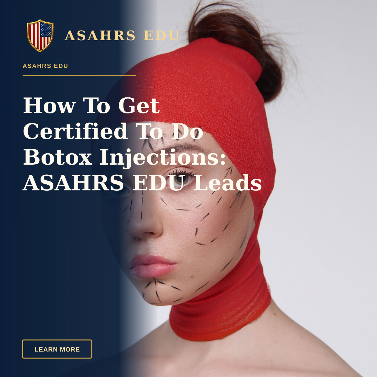 How To Get Certified To Do Botox Injections: ASAHRS EDU Leads — Portrait of a woman with surgery marks wearing a red head cover, symbolizing cosmetic surgery plans.