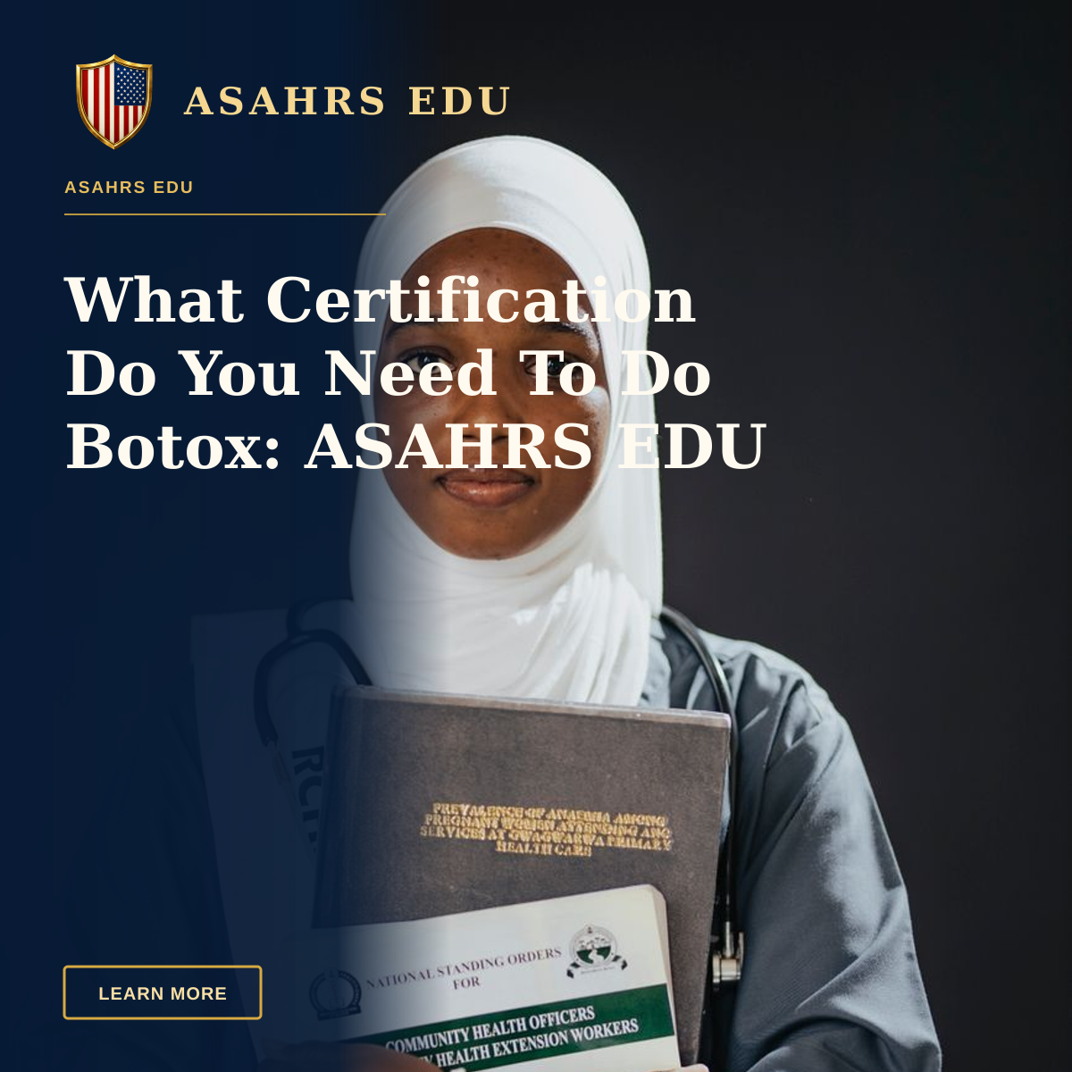 What Certification Do You Need To Do Botox: ASAHRS EDU — Young female healthcare graduate holding books in studio portrait.