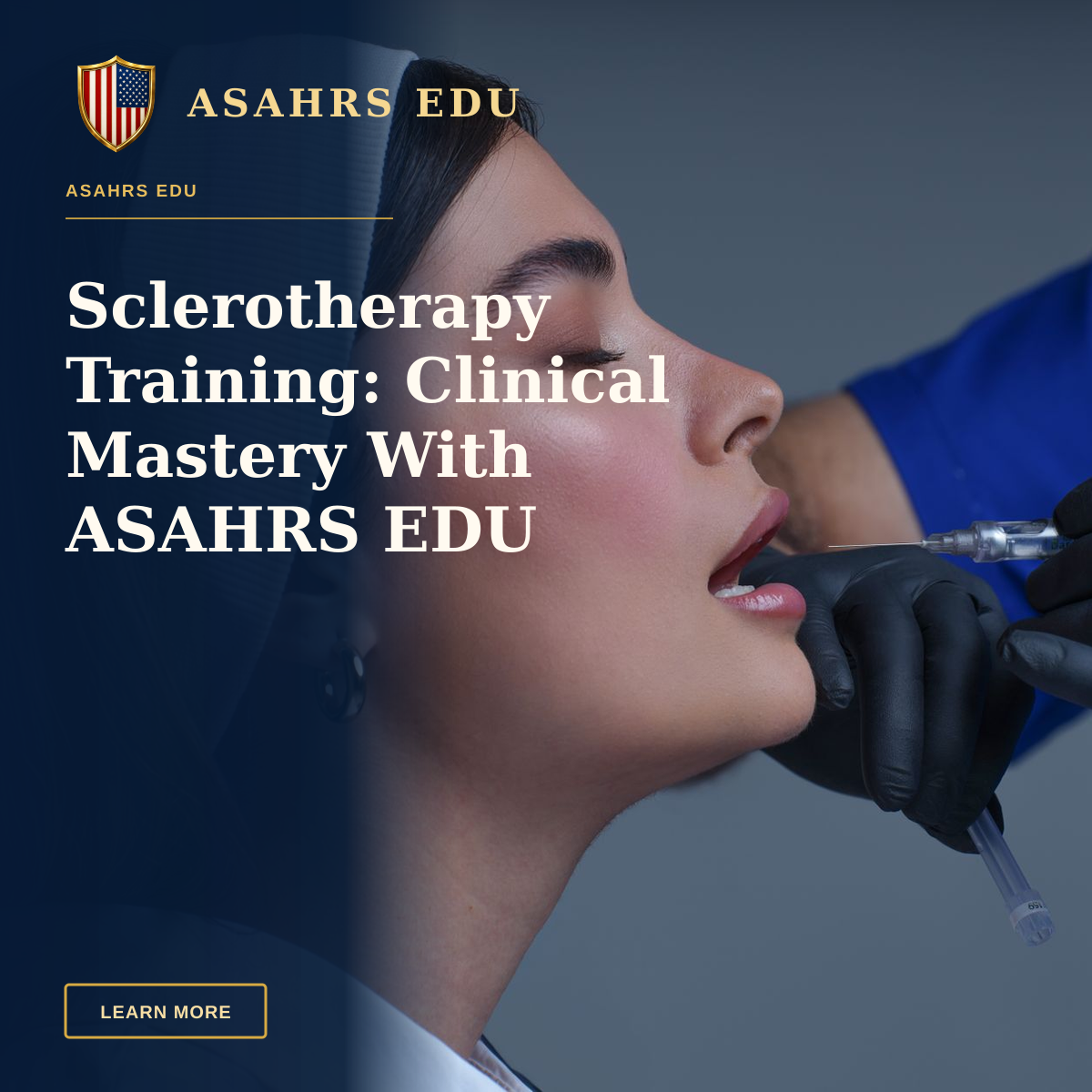 Sclerotherapy Training: Clinical Mastery With ASAHRS EDU — Close-up of a woman receiving a modern cosmetic treatment in a clinical setting.