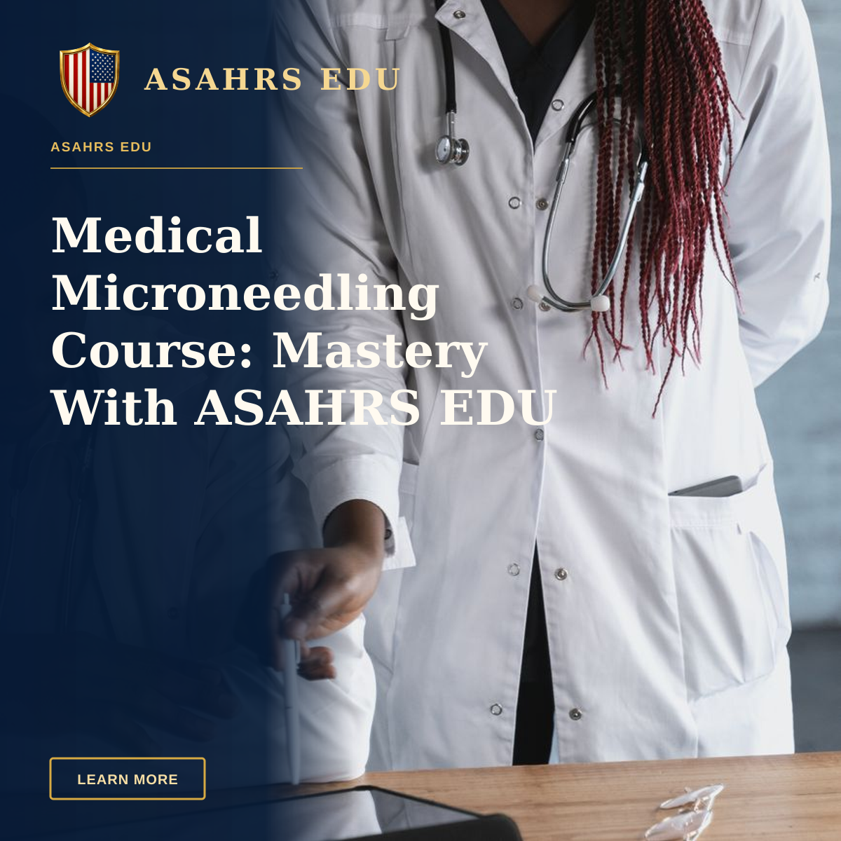 Medical Microneedling Course: Mastery With ASAHRS EDU — Black male and female doctors collaborating in a medical clinic with a tablet.
