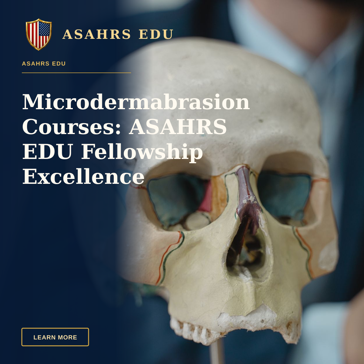 Microdermabrasion Courses: ASAHRS EDU Fellowship Excellence — Close-up of a colorful anatomical skull model in a classroom setting, ideal for educational purposes.