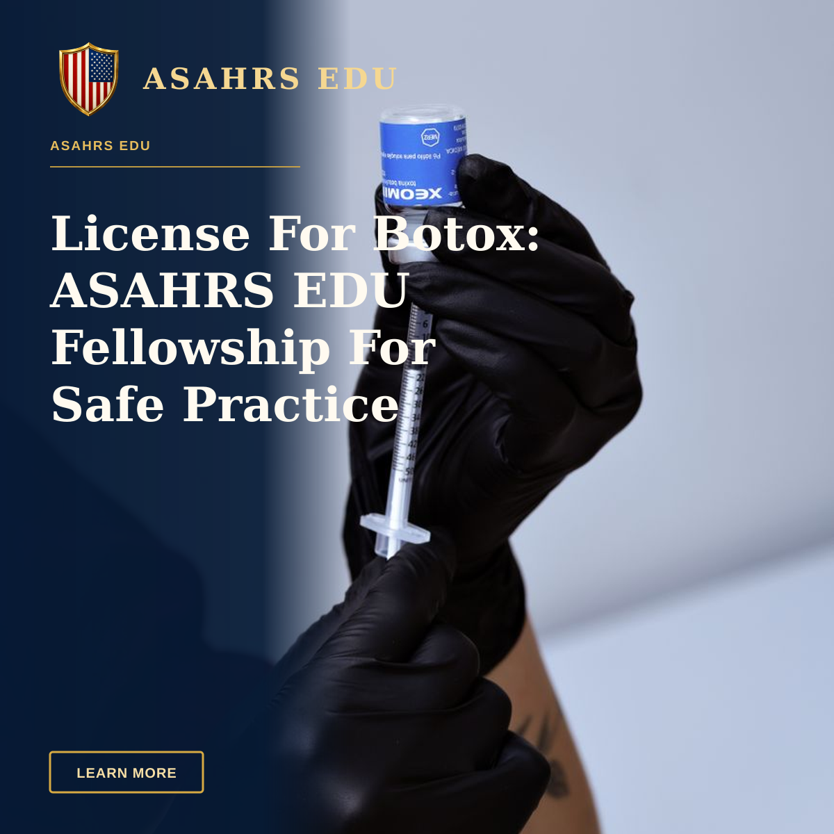 License For Botox: ASAHRS EDU Fellowship For Safe Practice — Close-up of hands preparing a syringe for injection in a medical clinic in Belo Horizonte.