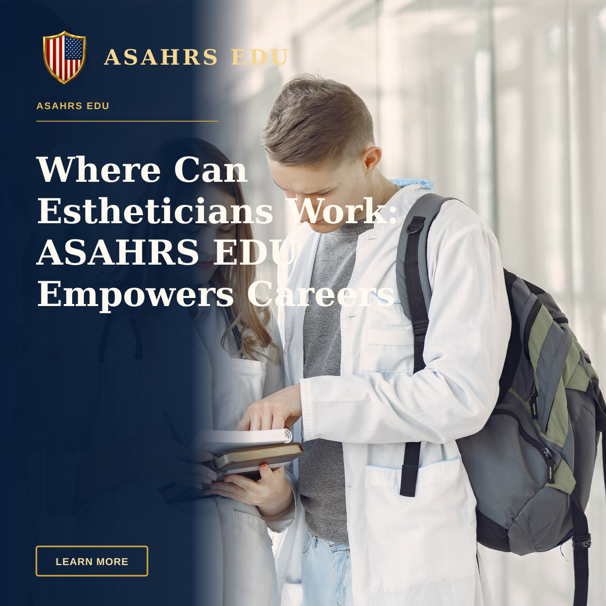 Where Can Estheticians Work: ASAHRS EDU Empowers Careers — Three medical students in a hallway discussing notes, fostering teamwork and learning.