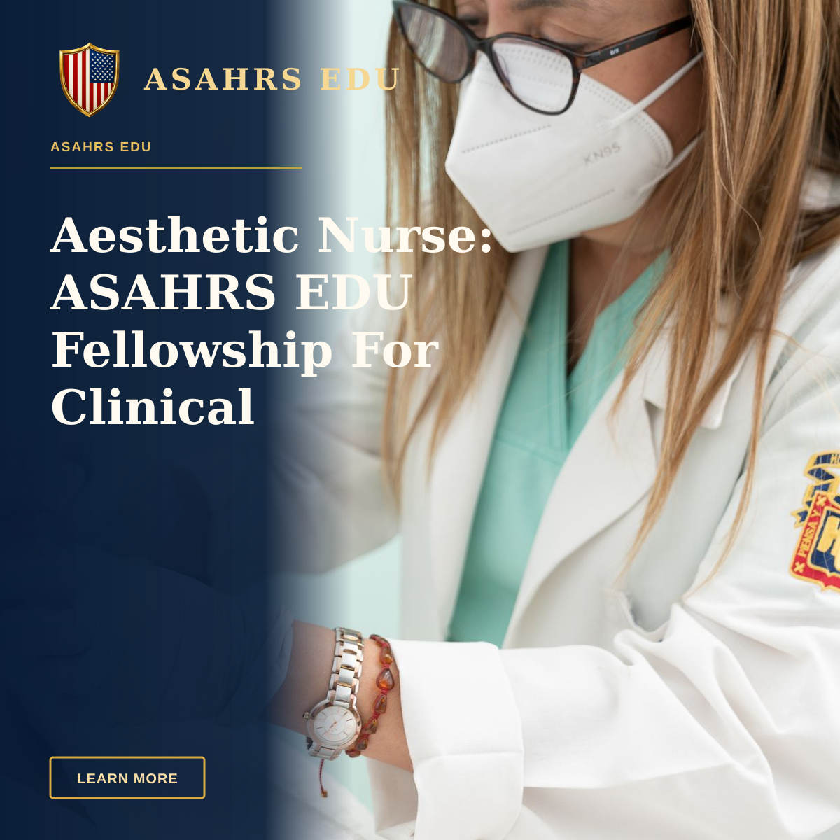 Aesthetic Nurse: ASAHRS EDU Fellowship For Clinical Excellence — Doctor performing cosmetic treatment on a woman with eyes closed in a clinical setting.