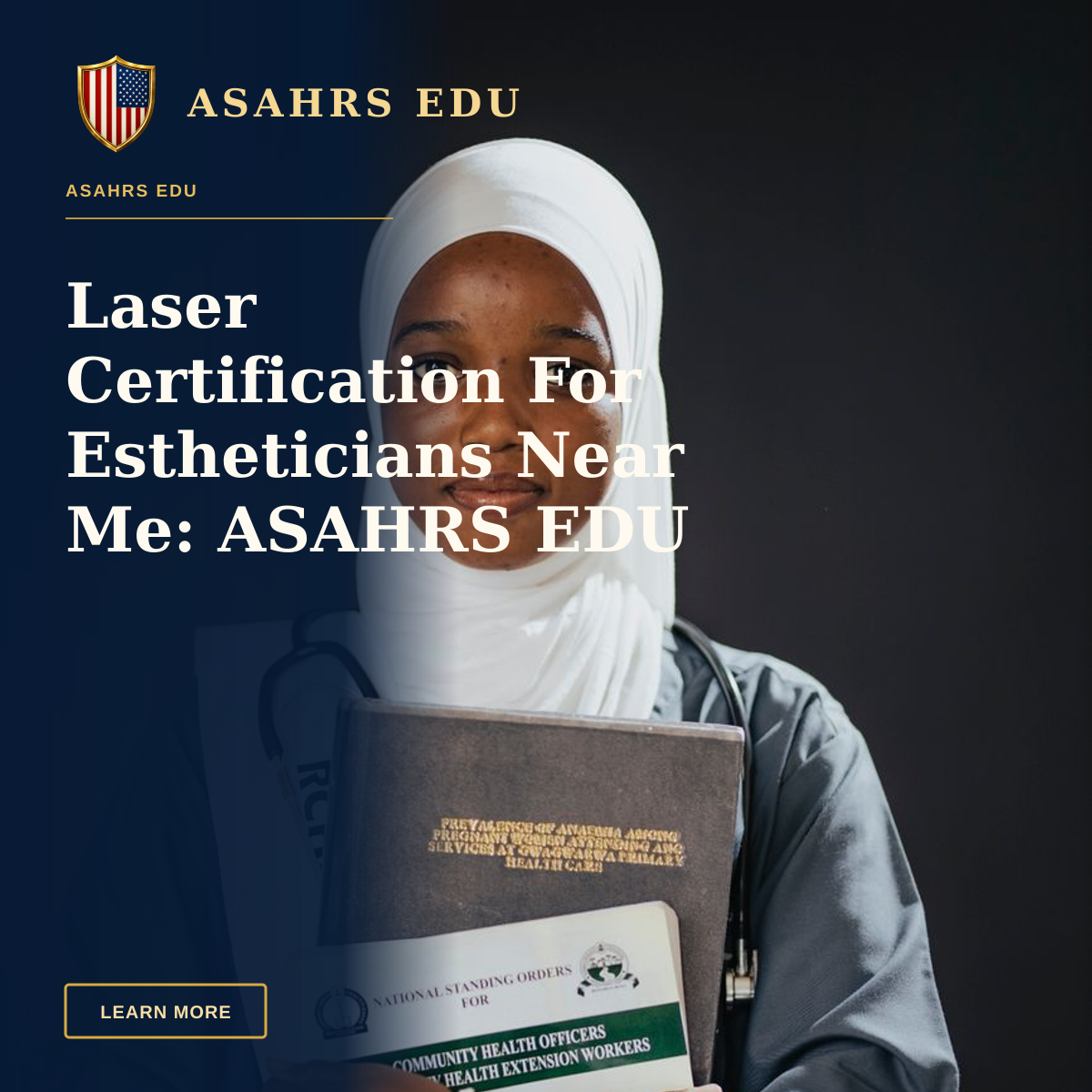 Laser Certification For Estheticians Near Me: ASAHRS EDU Fellowship — Young female healthcare graduate holding books in studio portrait.