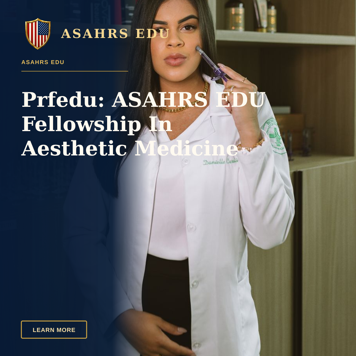 Prfedu: ASAHRS EDU Fellowship In Aesthetic Medicine — Young beautician in clinic holding a syringe, showcasing aesthetic medicine professionalism.
