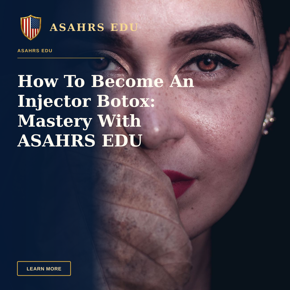 How To Become An Injector Botox: Mastery With ASAHRS EDU — Close-up portrait of a woman with bold red lips and a natural leaf, showcasing natural beauty and elegance.