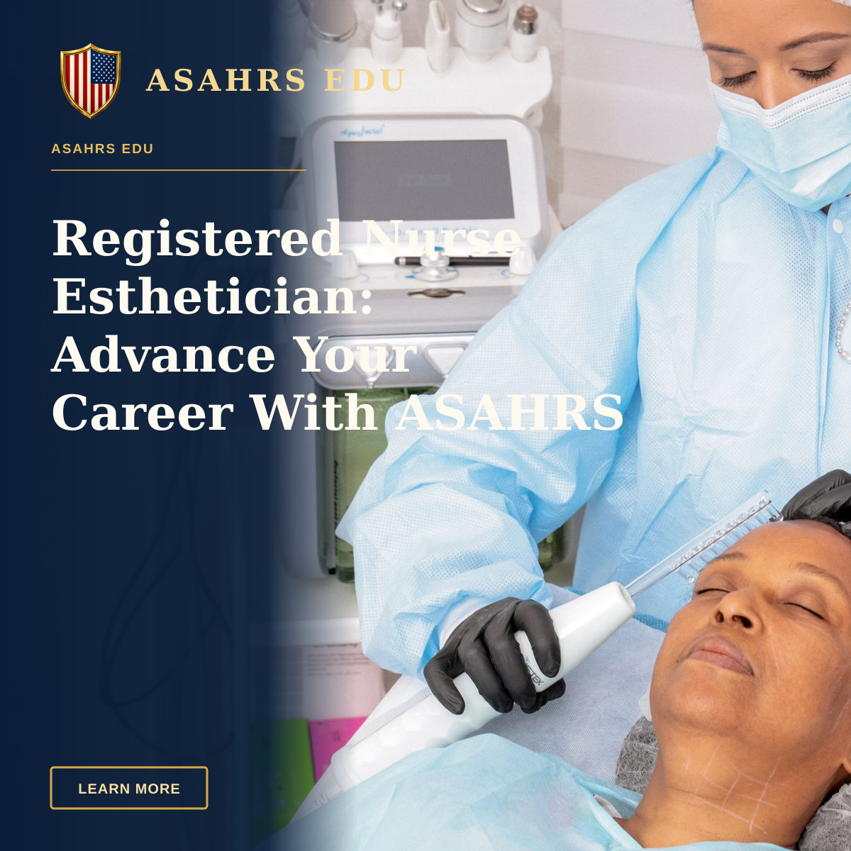 Registered Nurse Esthetician: Advance Your Career With ASAHRS EDU — Woman receiving a professional facial treatment with advanced equipment in a spa environment.