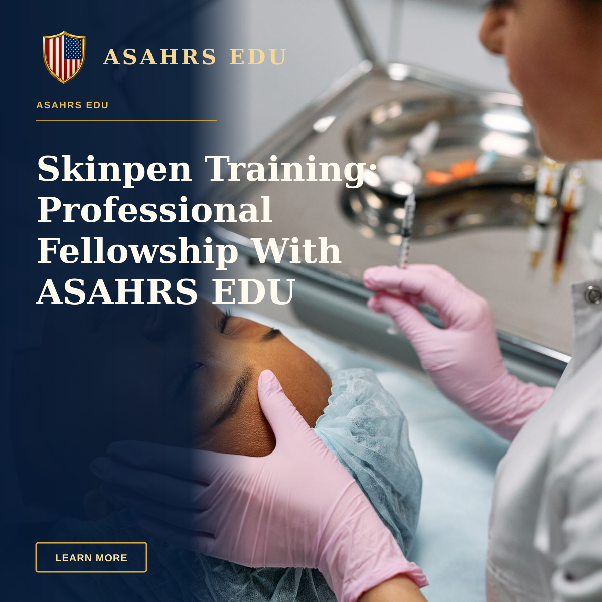 Skinpen Training: Professional Fellowship With ASAHRS EDU — Professional administering skincare treatment with syringe indoors.
