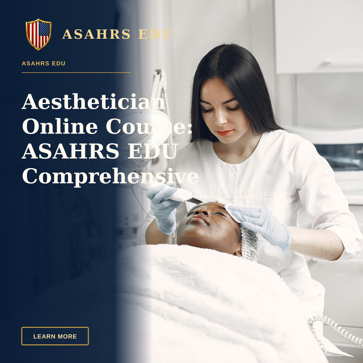 Aesthetician Online Course: ASAHRS EDU Comprehensive Fellowship — Aesthetician providing a rejuvenating facial treatment to a client in a modern spa clinic setup.