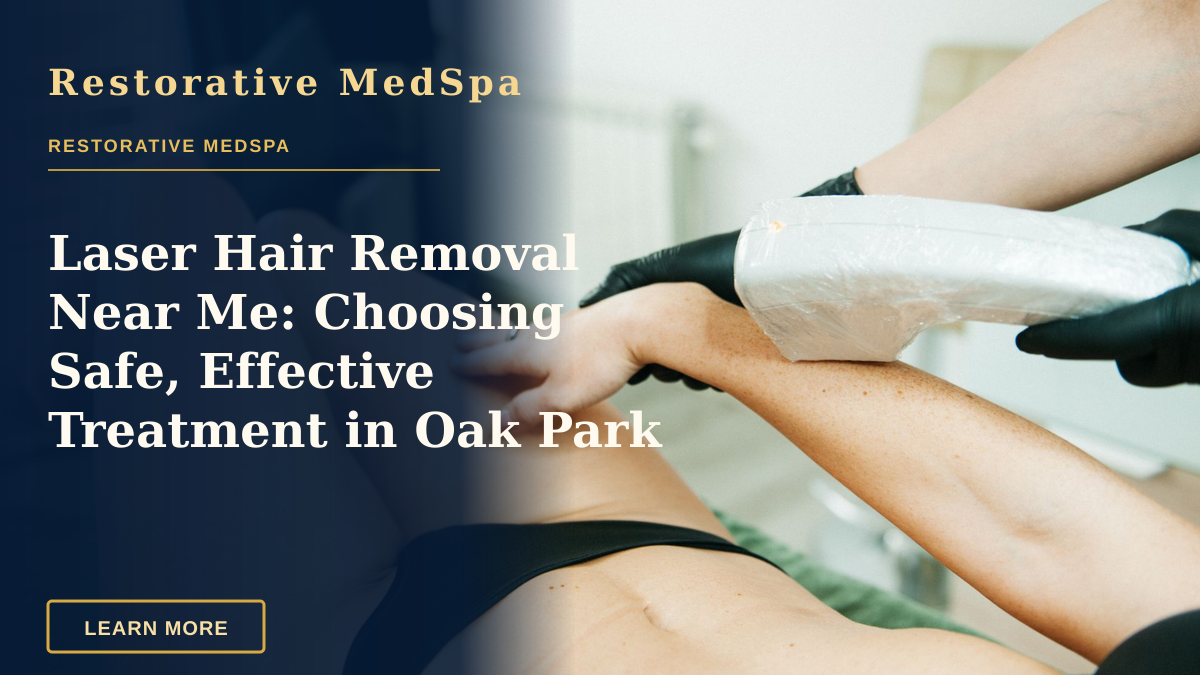 Laser Hair Removal Near Me: Choosing Safe, Effective Treatment in Oak Park — Close-up of laser hair removal on a woman's arm during a session in a modern spa.