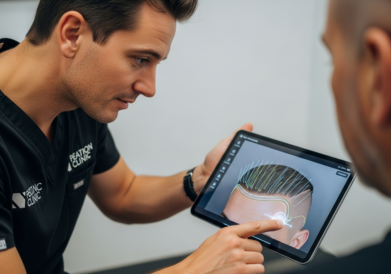 Specialist reviewing hairline design