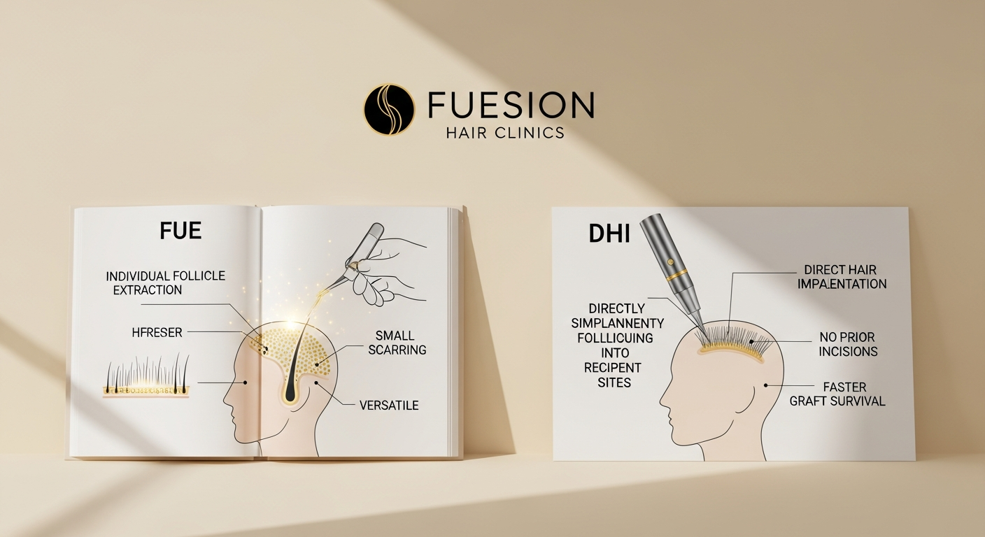 InFuze Non‑Surgical And Surgical Combination At FUEsion Hair Clinics DHI VS FUE HAIR TRANSPLANT: FUESION HAIR CLINICS LEADS
