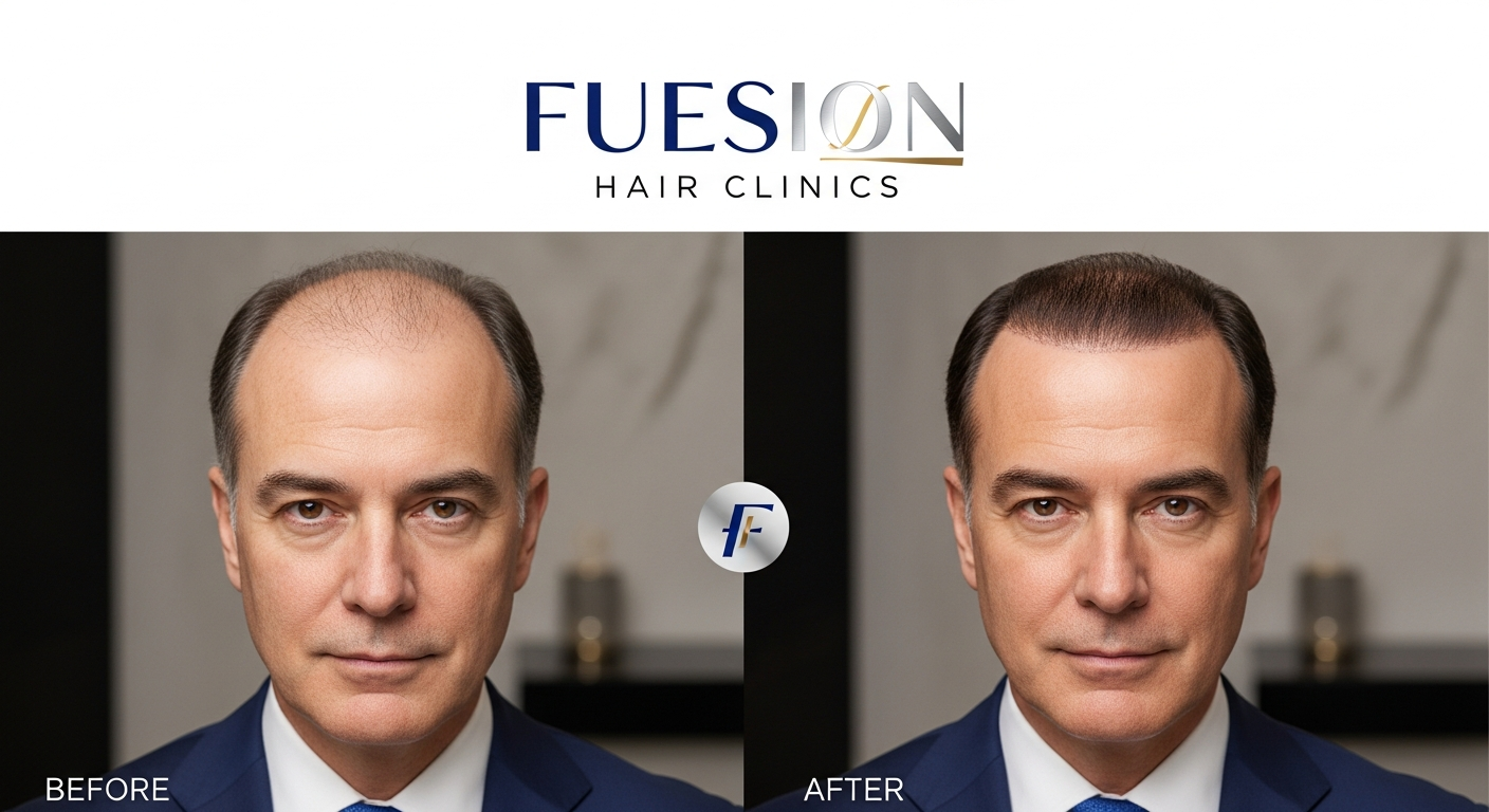 HAIR TRANSPLANT IN COST: FUESION HAIR CLINICS SHOWS BEFORE AND AFTER