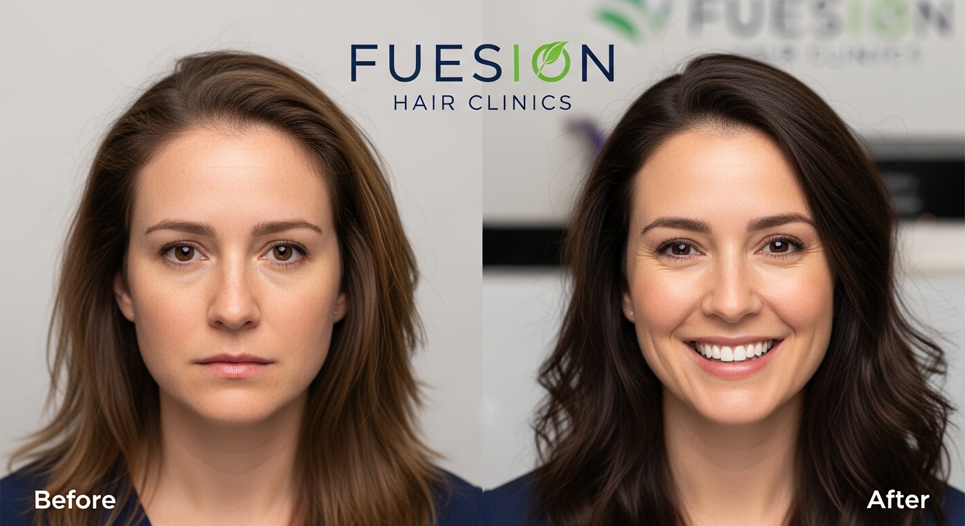 BEFORE AFTER HAIR TRANSPLANT WOMEN: FUESION HAIR CLINICS RESULTS