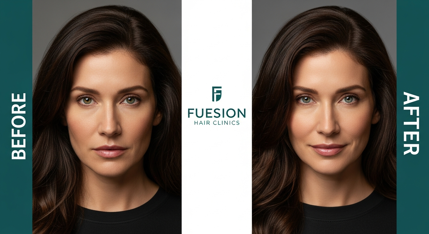 FEMALE HAIR TRANSPLANT BEFORE AND AFTER: FUESION HAIR CLINICS REAL PATIENT GALLERY
