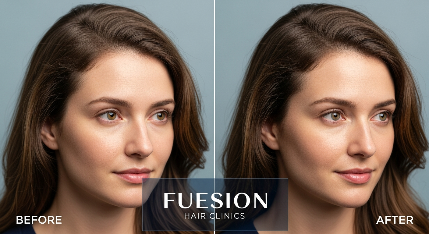 FEMALE HAIR TRANSPLANT BEFORE AND AFTER: FUESION HAIR CLINICS REAL PATIENT GALLERY