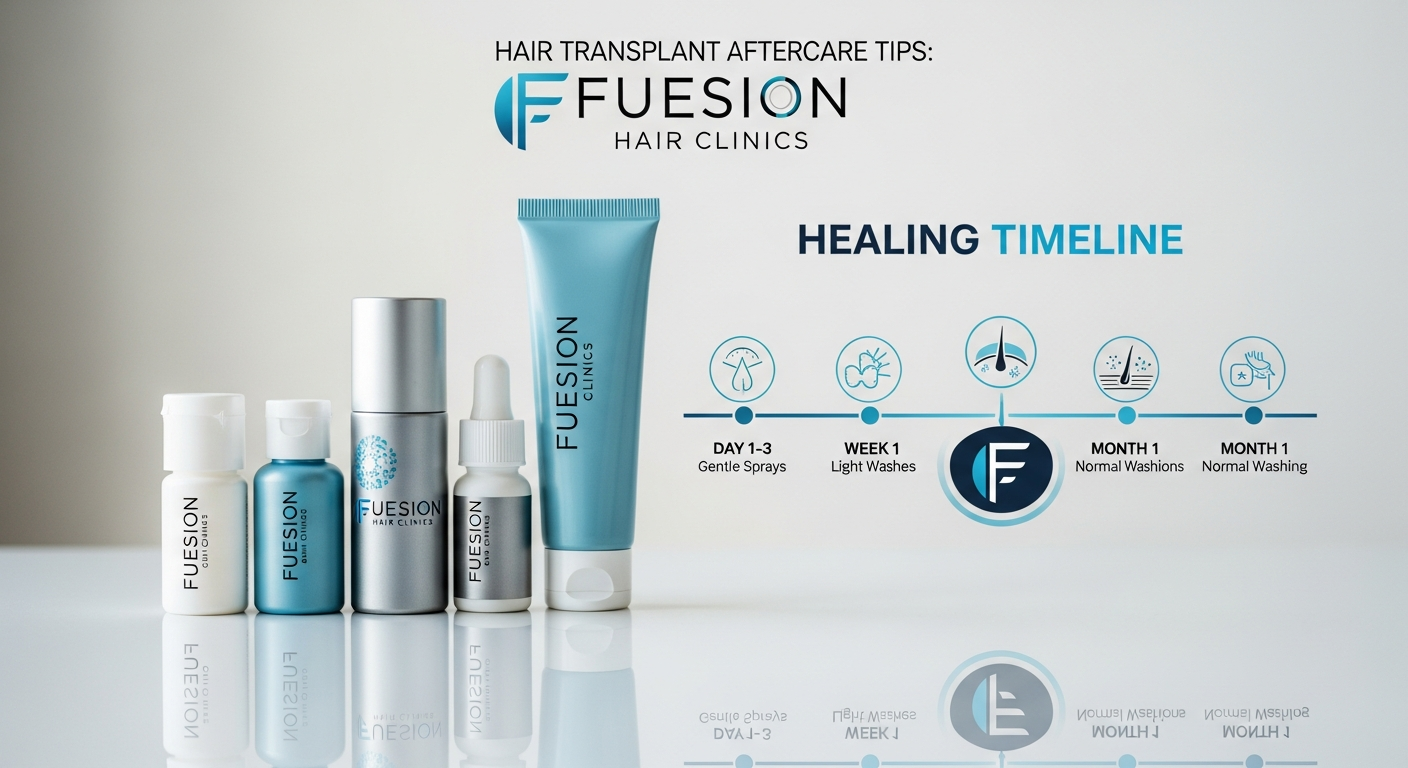 Hair Transplant Aftercare Tips: FUEsion Hair Clinics HEALING TIMELINE