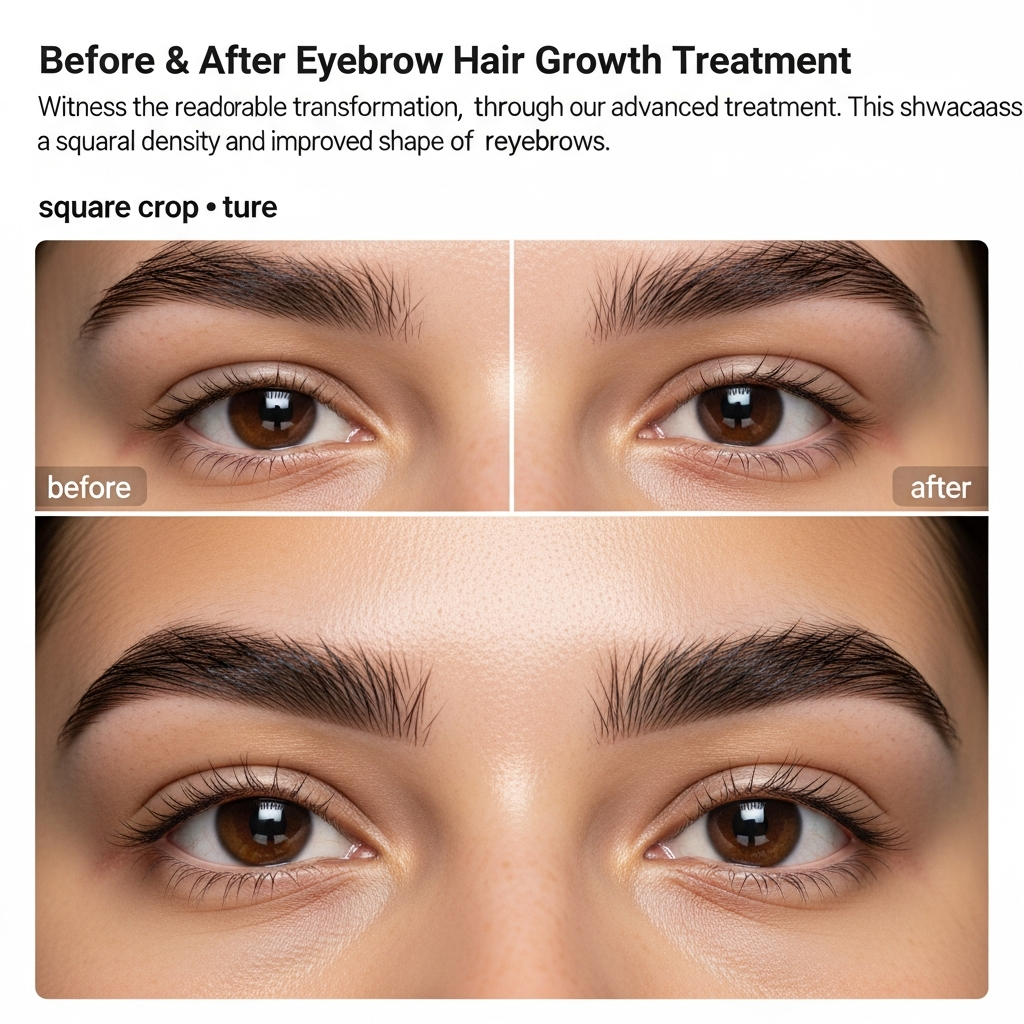 Square image of restored eyebrows highlighting natural density and shape