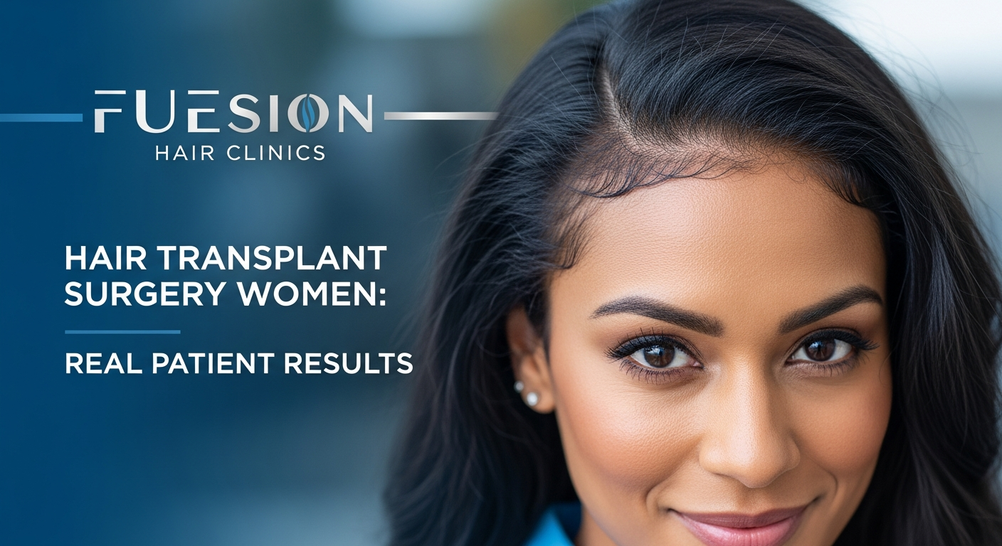 hair transplant surgery women - before and after results at FUEsion Hair Clinics HAIR TRANSPLANT SURGERY WOMEN: FUESION HAIR CLINICS REAL PATIENT RESULTS
