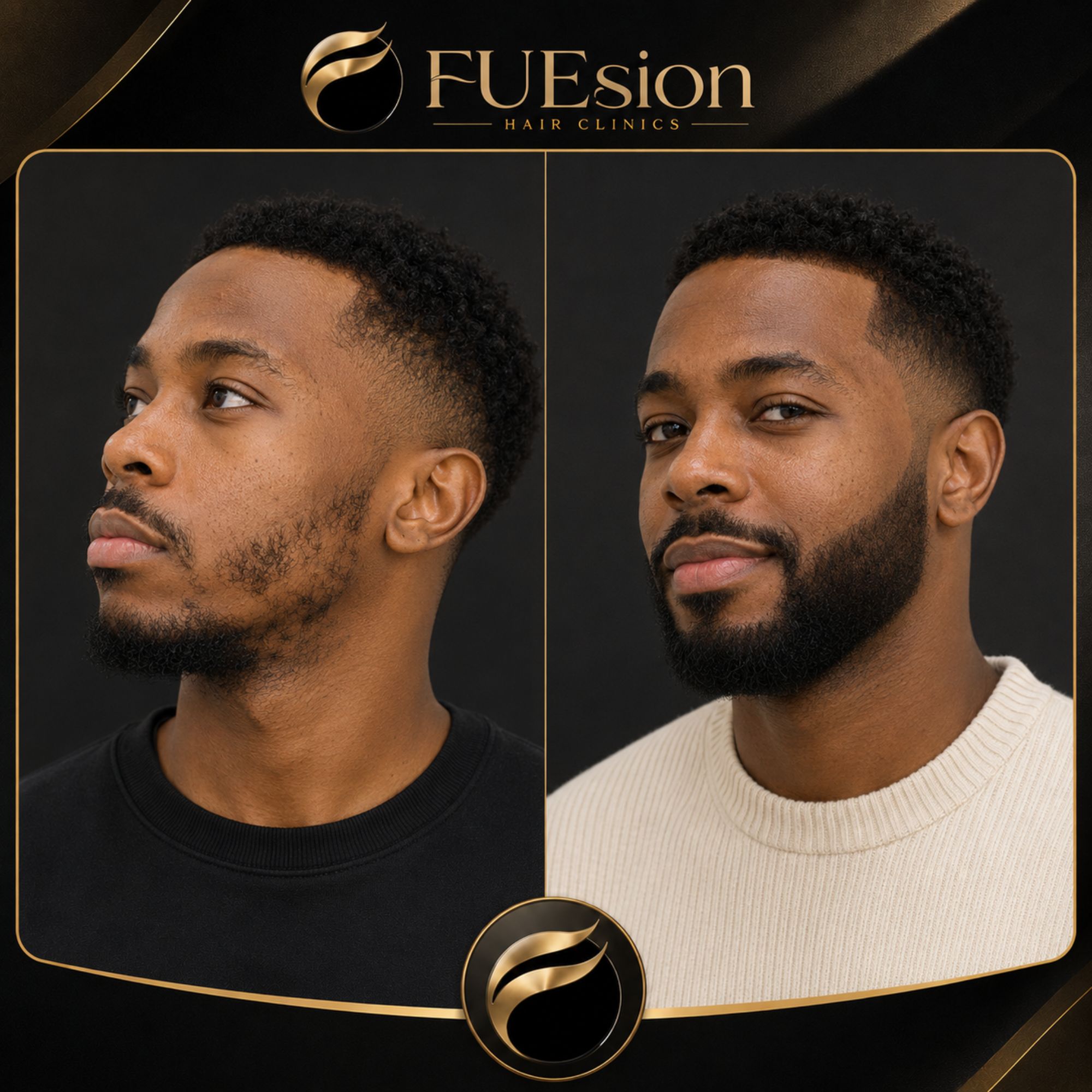 Beard transplant patient result — goatee and jawline restoration, FUEsion Hair Clinics