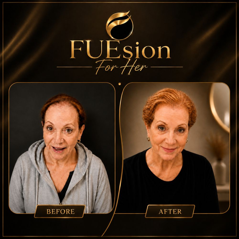 InFuze density restoration result — non-surgical ScalpPulse treatment, FUEsion Hair Clinics