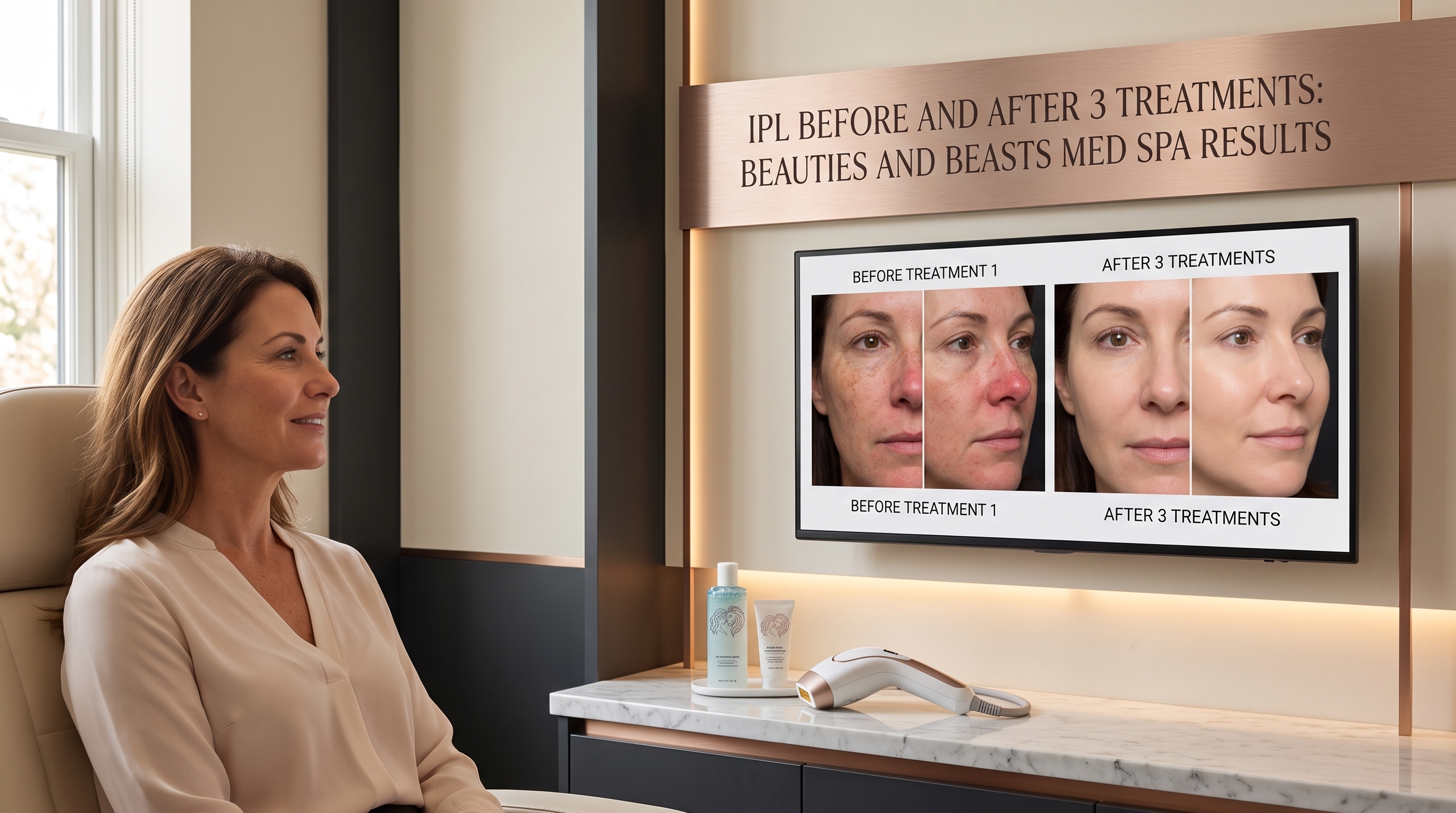 IPL BEFORE AND AFTER 3 TREATMENTS: BEAUTIES AND BEASTS MED SPA