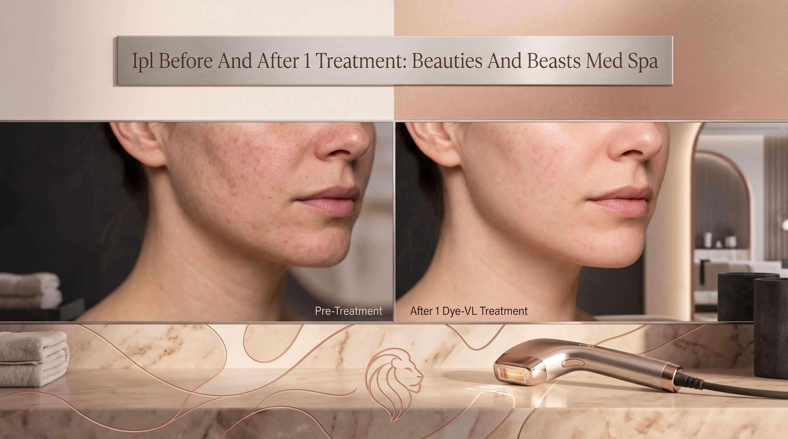 IPL BEFORE AND AFTER 1 TREATMENT: BEAUTIES AND BEASTS MED SPA DELIVERS VISIBLE DYE-VL RESULTS