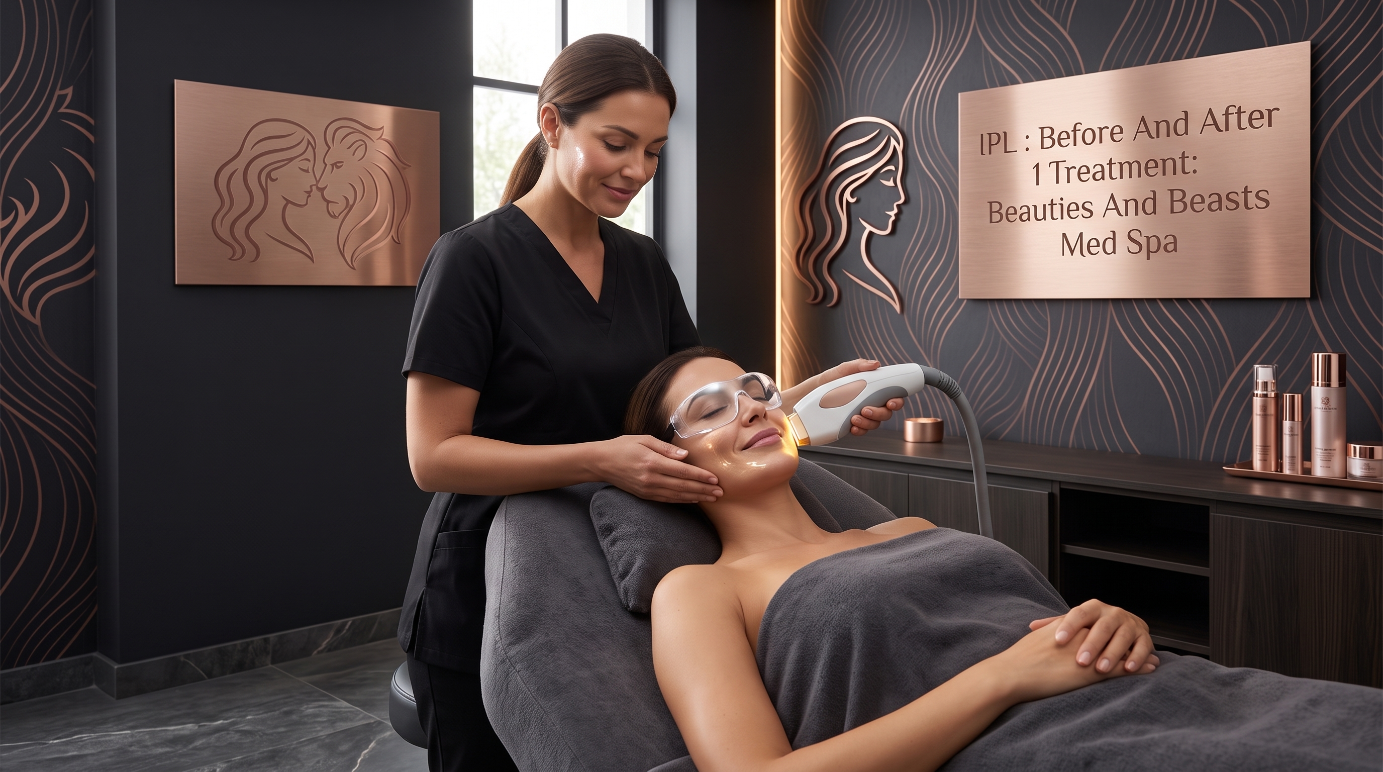 IPL : BEFORE AND AFTER 1 TREATMENT: BEAUTIES AND BEASTS MED SPA