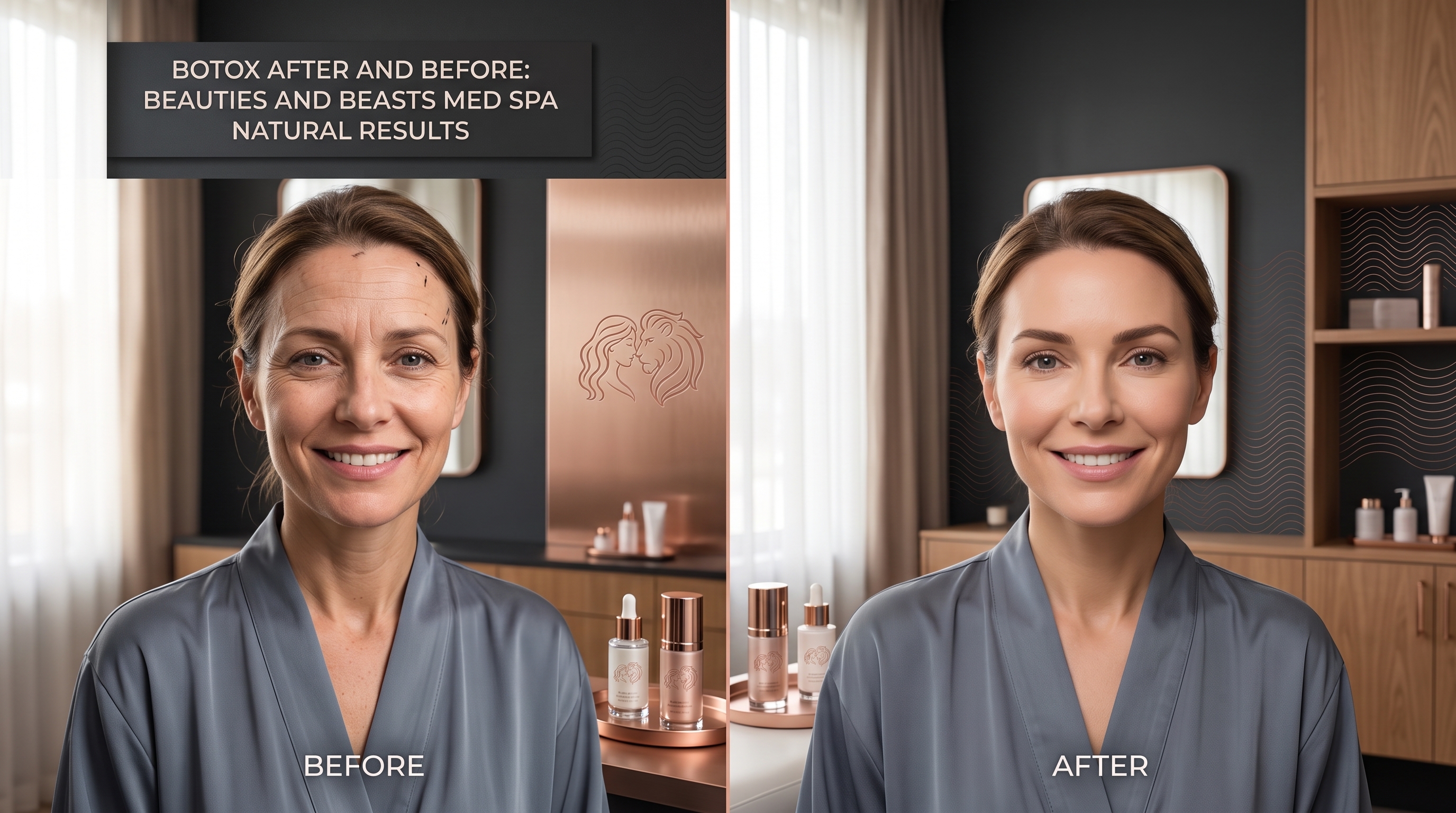 BOTOX AFTER AND BEFORE: BEAUTIES AND BEASTS MED SPA IMAGE
