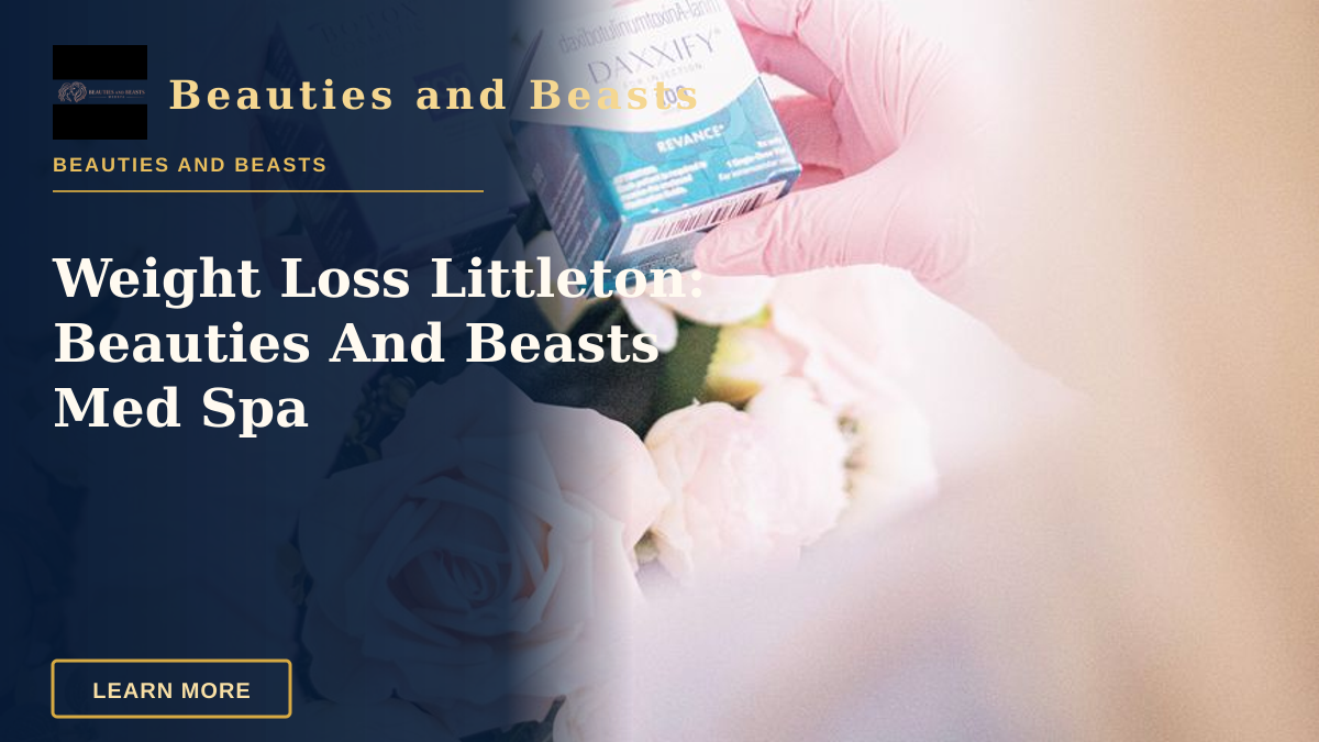 Weight Loss Littleton: Beauties And Beasts Med Spa — Hands wearing pink gloves holding dermal filler boxes over floral arrangement in a clinic.