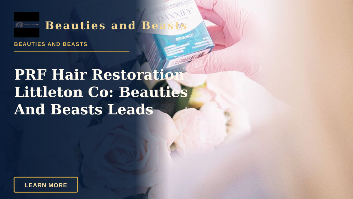 PRF Hair Restoration Littleton Co: Beauties And Beasts Leads — Hands wearing pink gloves holding dermal filler boxes over floral arrangement in a clinic.