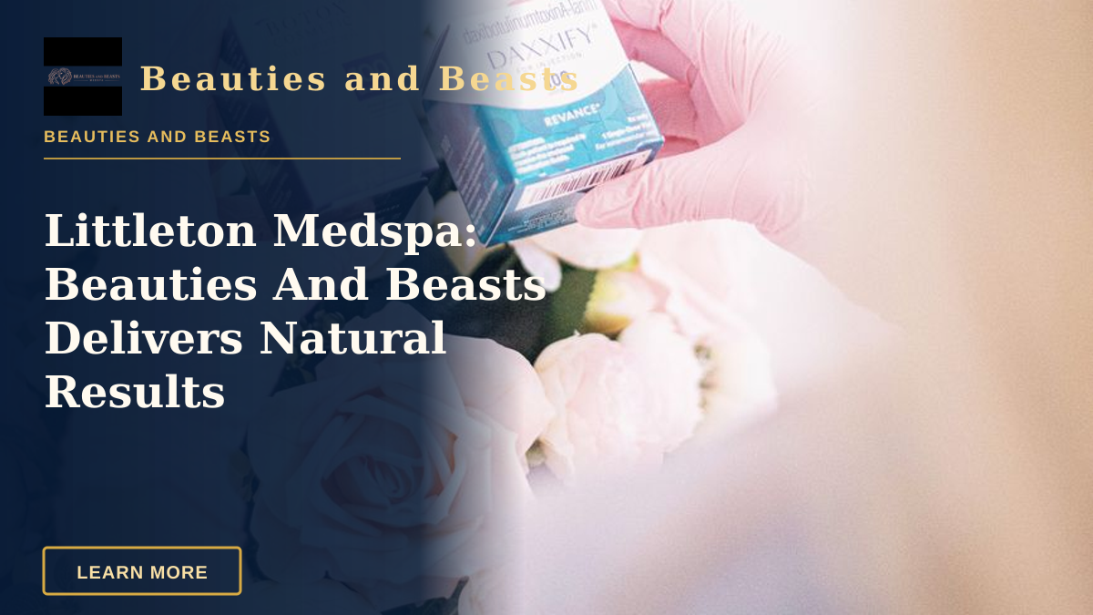 Littleton Medspa: Beauties And Beasts Delivers Natural Results — Hands wearing pink gloves holding dermal filler boxes over floral arrangement in a clinic.