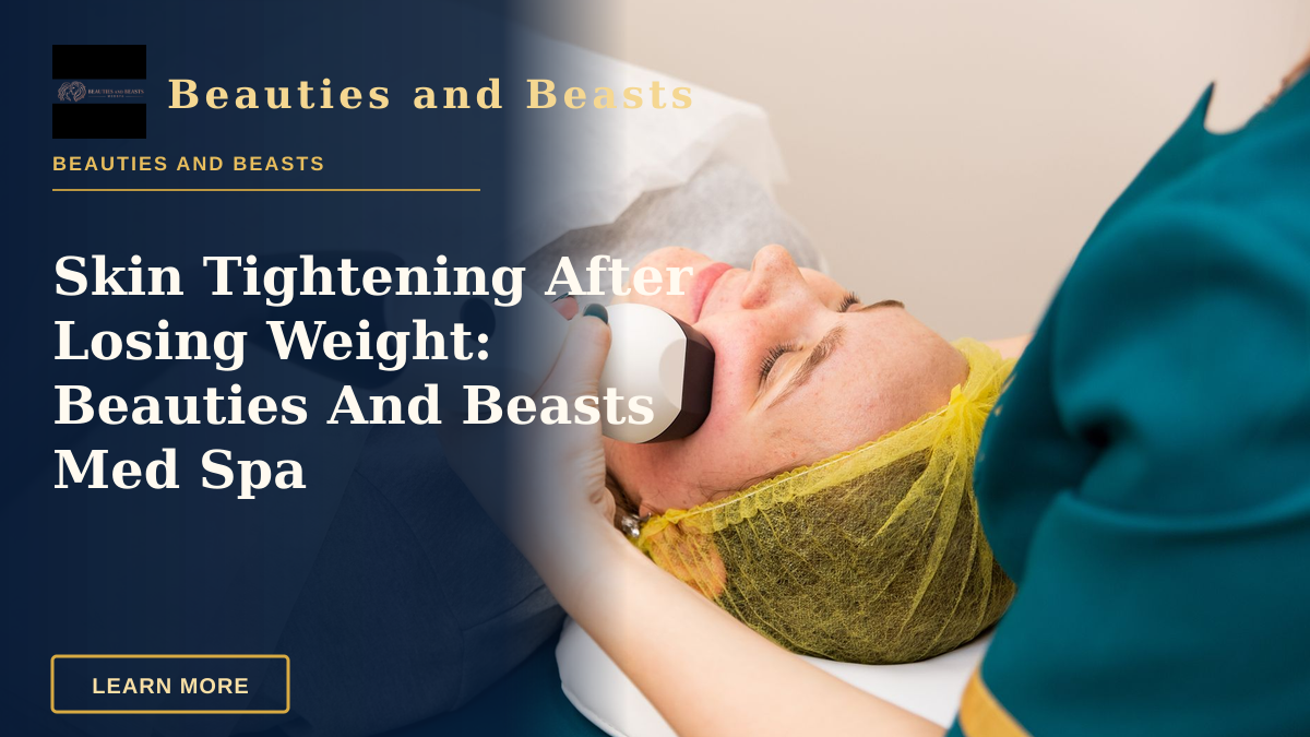 Skin Tightening After Losing Weight: Beauties And Beasts Med Spa — A woman receiving professional facial treatment at a clinic, highlighting beauty and technology.
