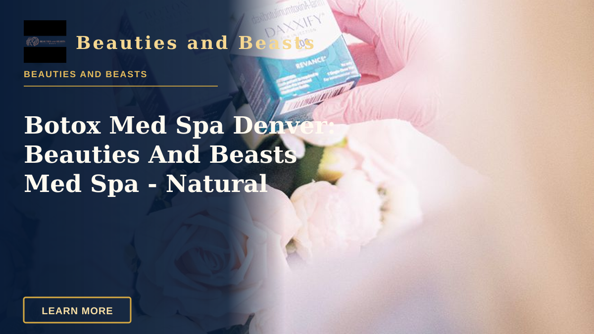 Botox Med Spa Denver: Beauties And Beasts Med Spa - Natural — Hands wearing pink gloves holding dermal filler boxes over floral arrangement in a clinic.