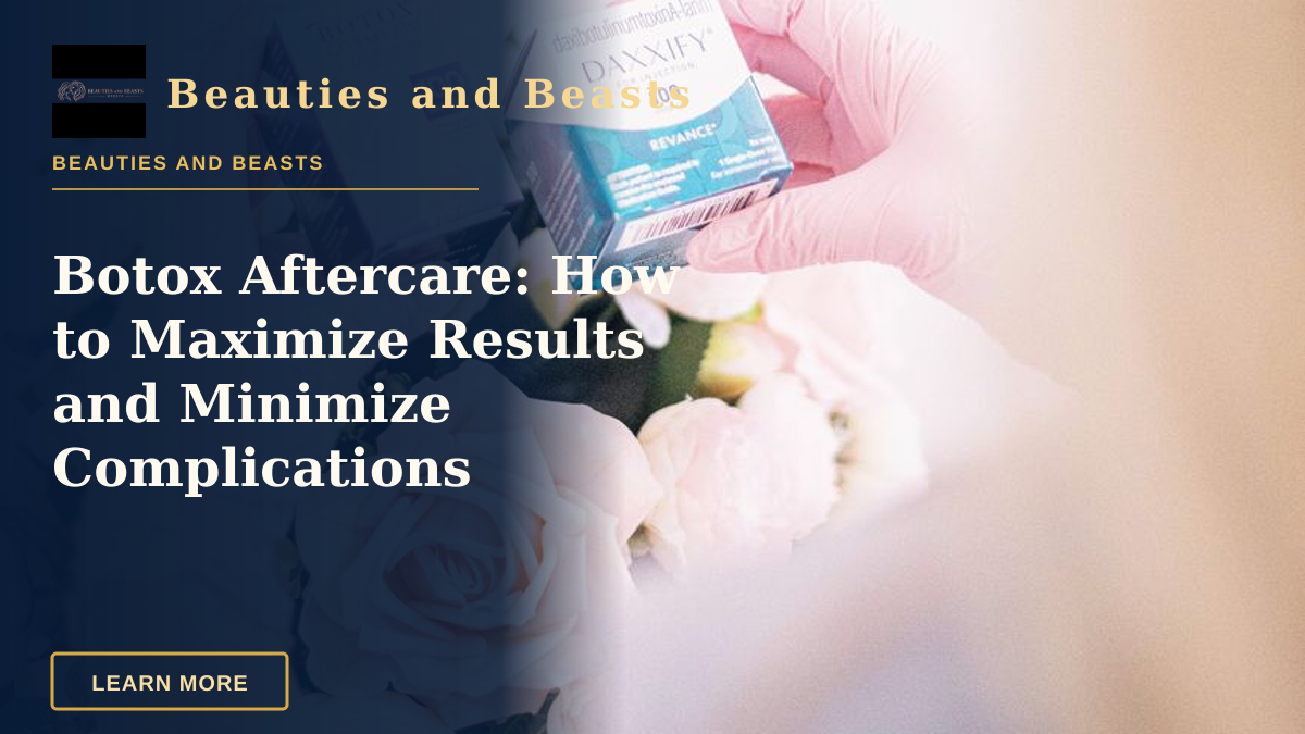 Botox Aftercare: How to Maximize Results and Minimize Complications — Hands wearing pink gloves holding dermal filler boxes over floral arrangement in a clinic.