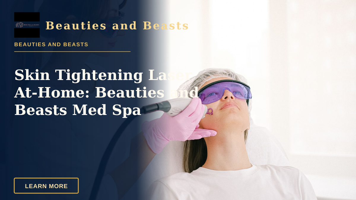 Skin Tightening Laser At-Home: Beauties and Beasts Med Spa — A cosmetologist performing laser treatment on a woman in a clinic setting.